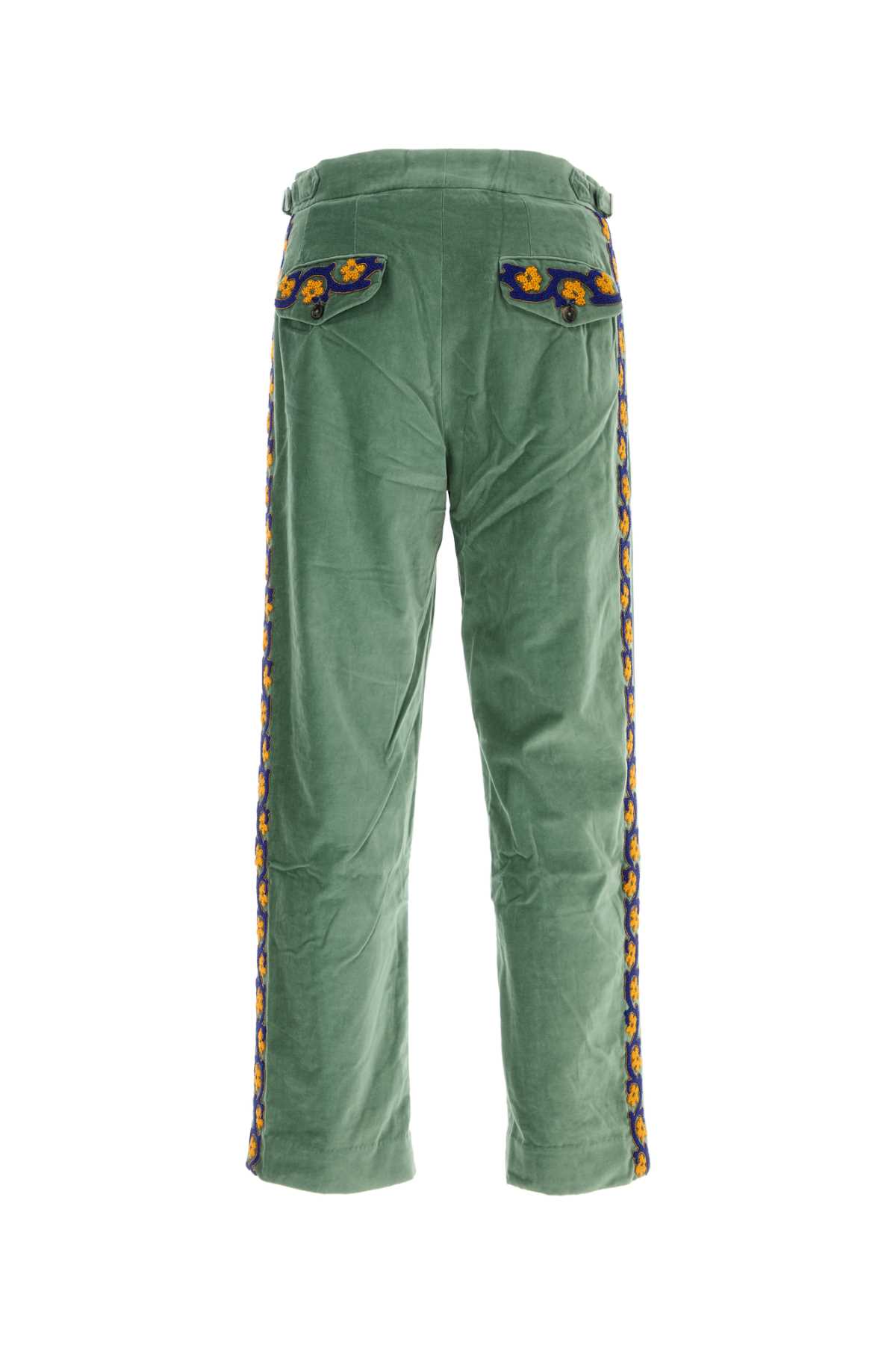Bode Pantalone In Velluto Verde Uomo In Green