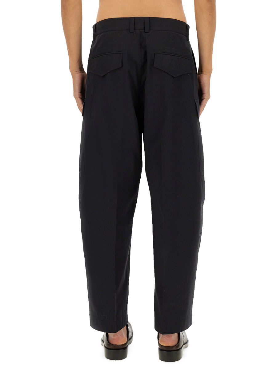 Studio Nicholson Cargo Pocket Wide Leg Trousers In Blue