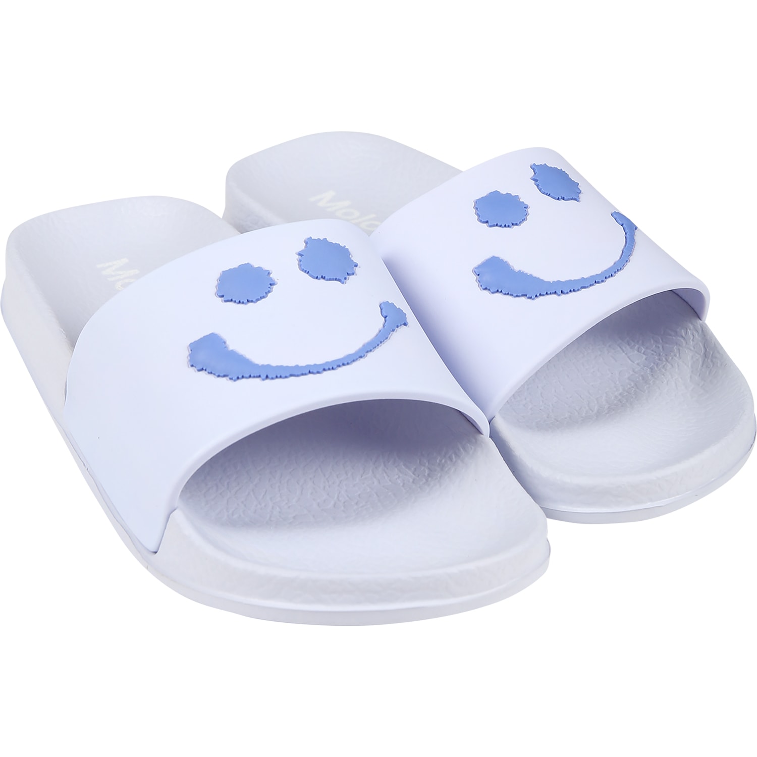 Shop Molo Light Blue Slippers For Kids With Smiley