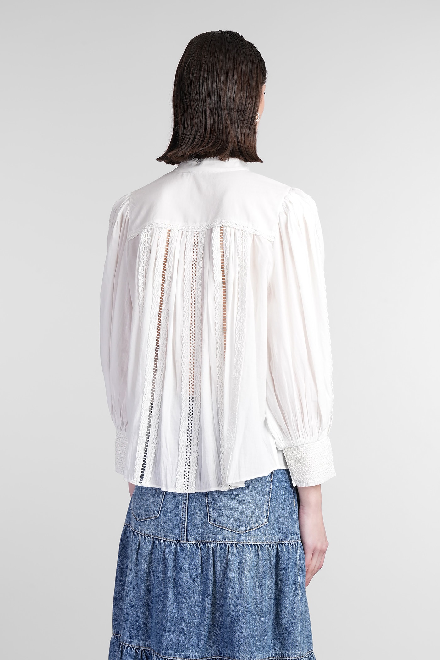 Alice And Olivia Cora Cotton Blouse In White