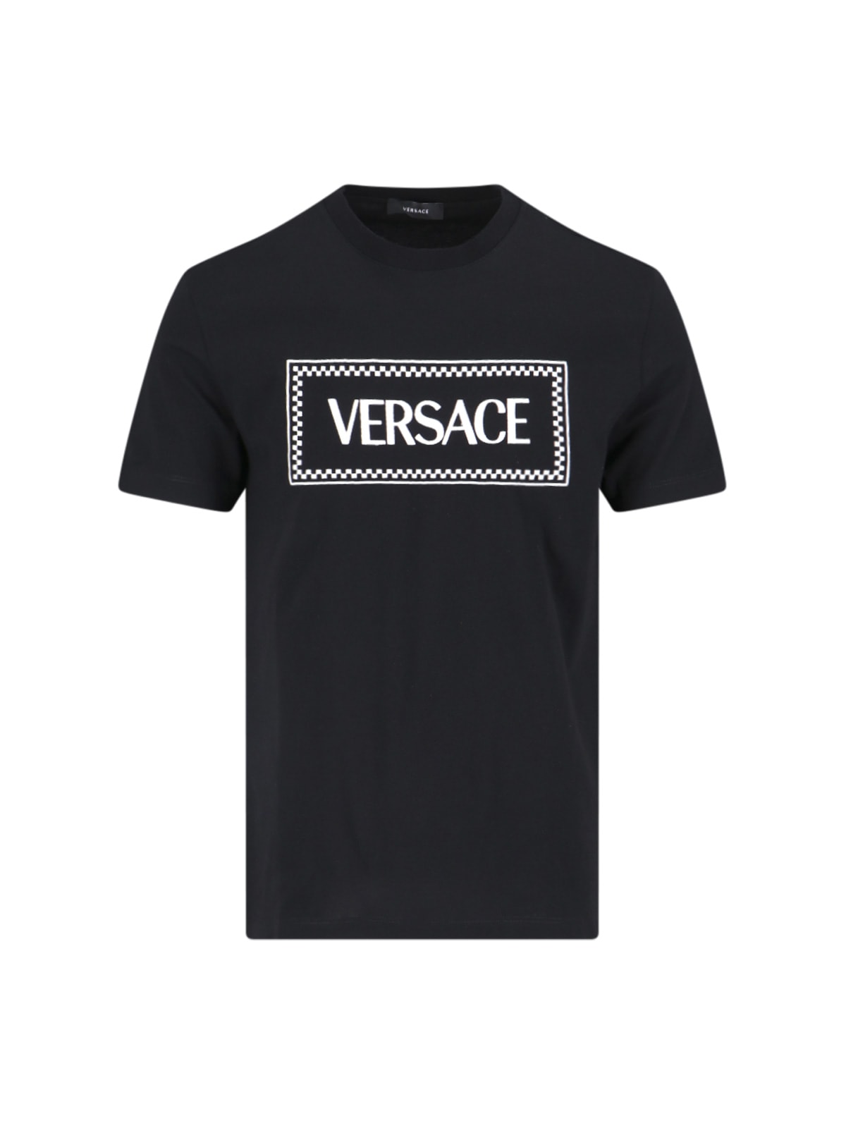 Shop Versace Logo Embroidery T-shirt In Nero