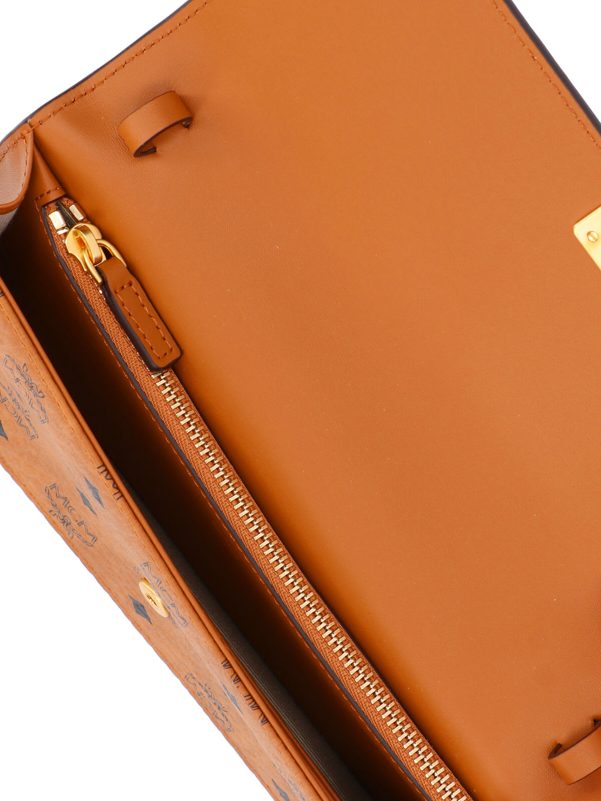 Mcm Large Wallet With Logo Shoulder Strap In Brown