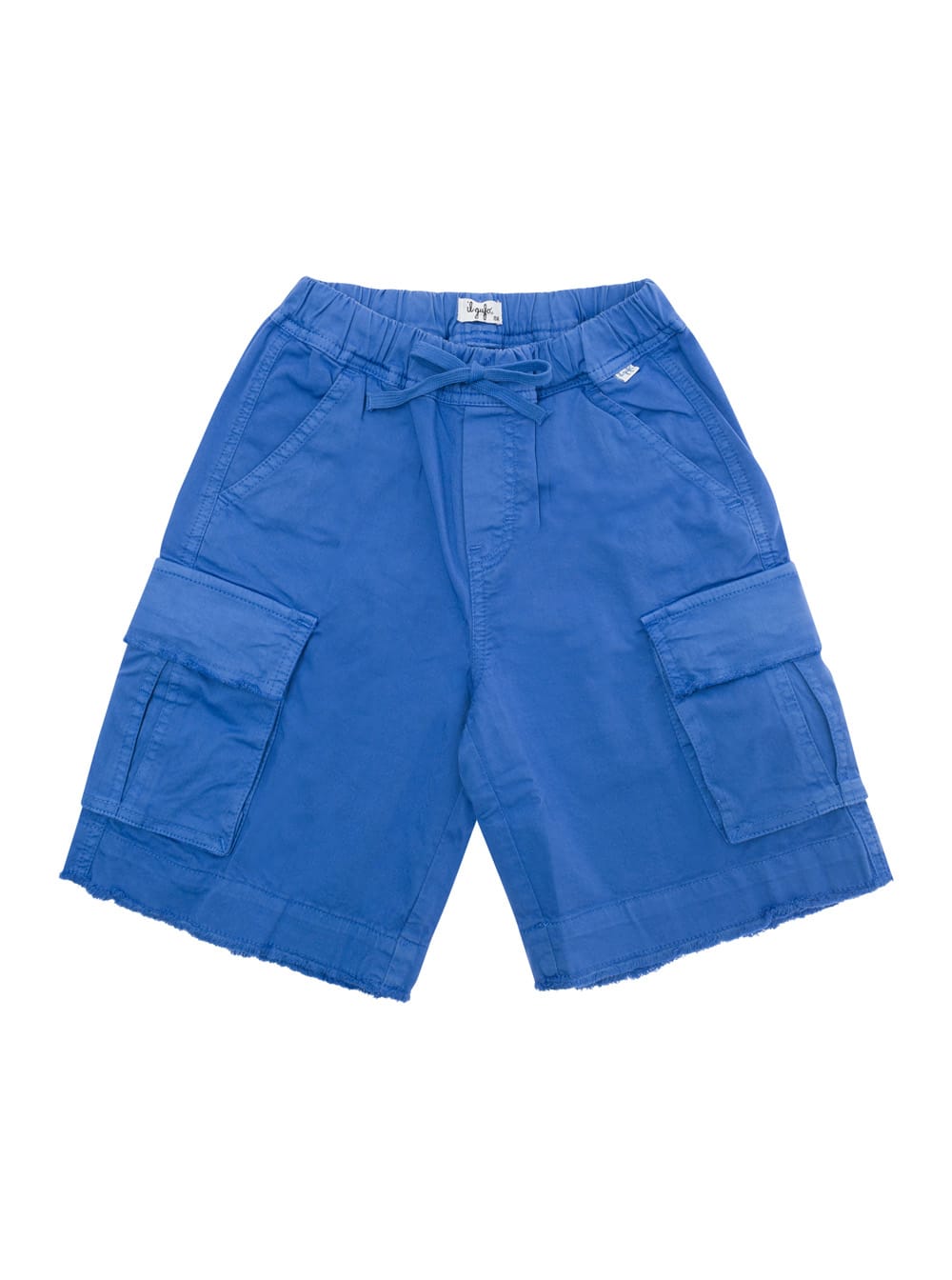 Shop Il Gufo Blue Cargo Shorts In Stretch Cotton Boy