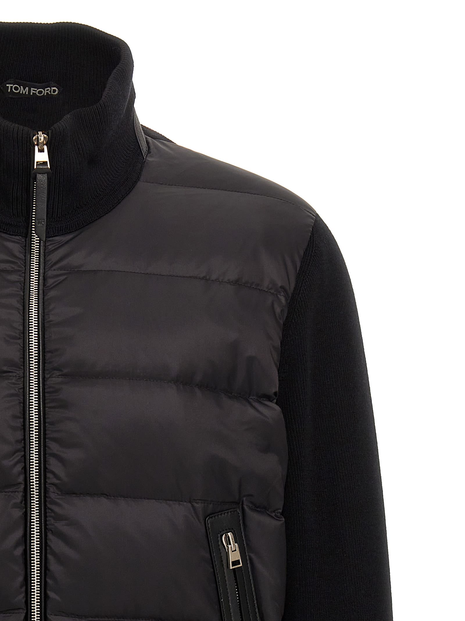 Shop Tom Ford Knit Insert Down Jacket In Black