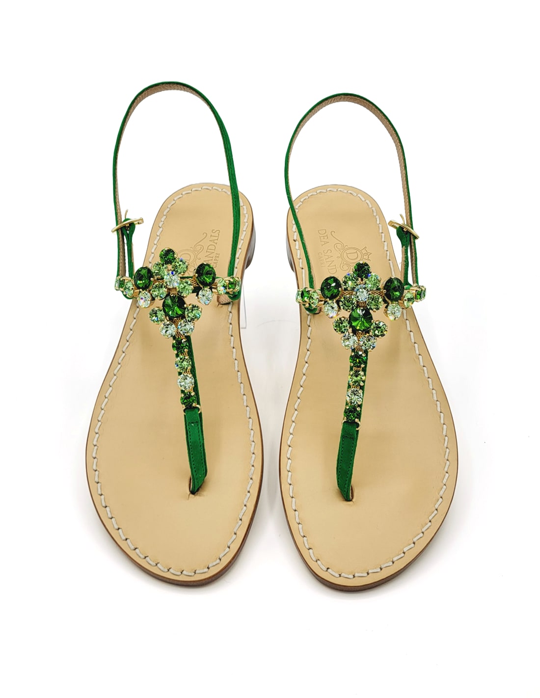 Dea Sandals Costa Smeralda Green Jewel Sandals In Green, Green