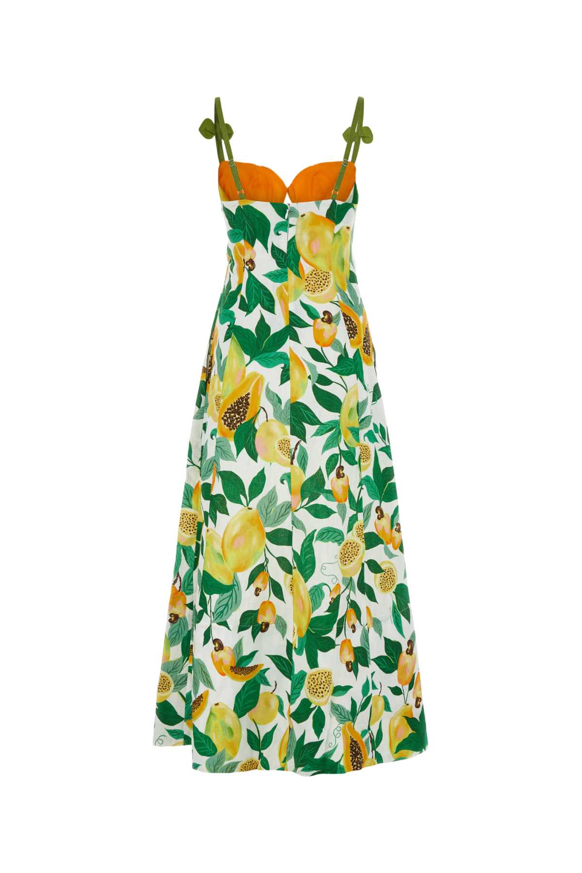 Shop Farm Rio Printed Linen Papaya Salad Dress In Papayasaladscarfoffwhite