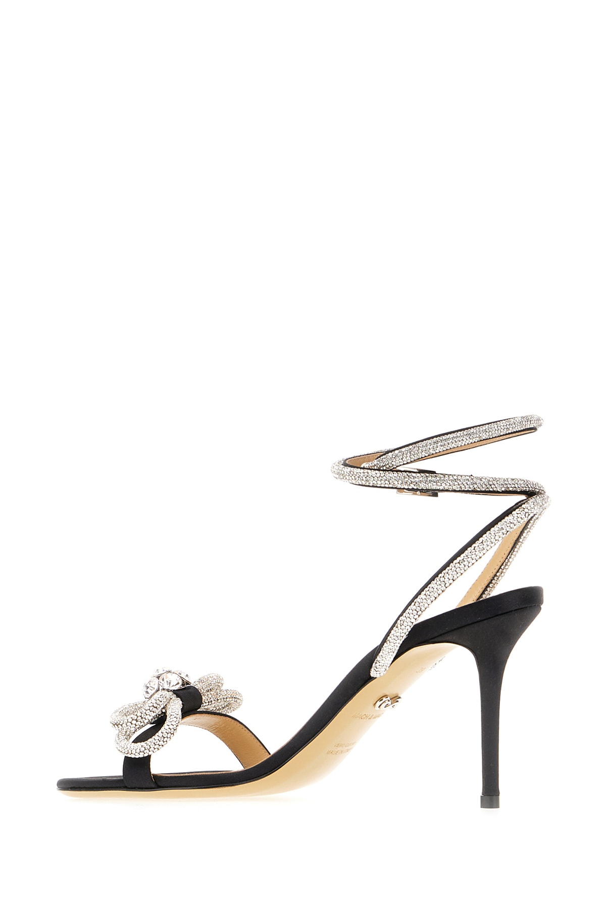 Mach & Mach Black Fabric Double Bow Sandals In Black