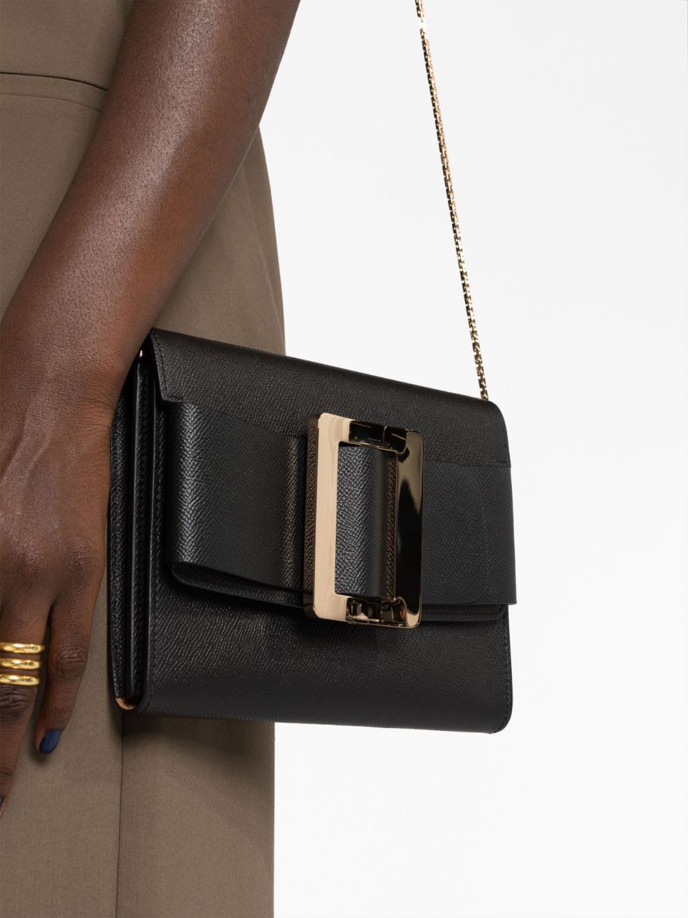 Boyy Buckle Travel Case Epsom Leather Handbag In Black