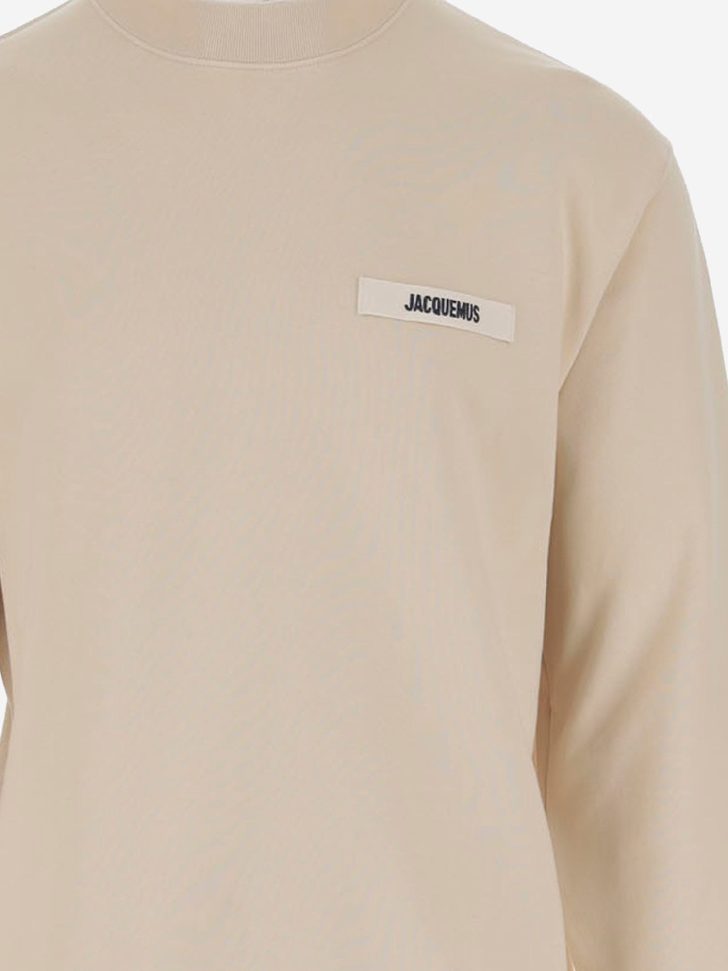 Jacquemus Men The Gros Grain Crewneck Sweatshirt With Logo Plaque In Neutral