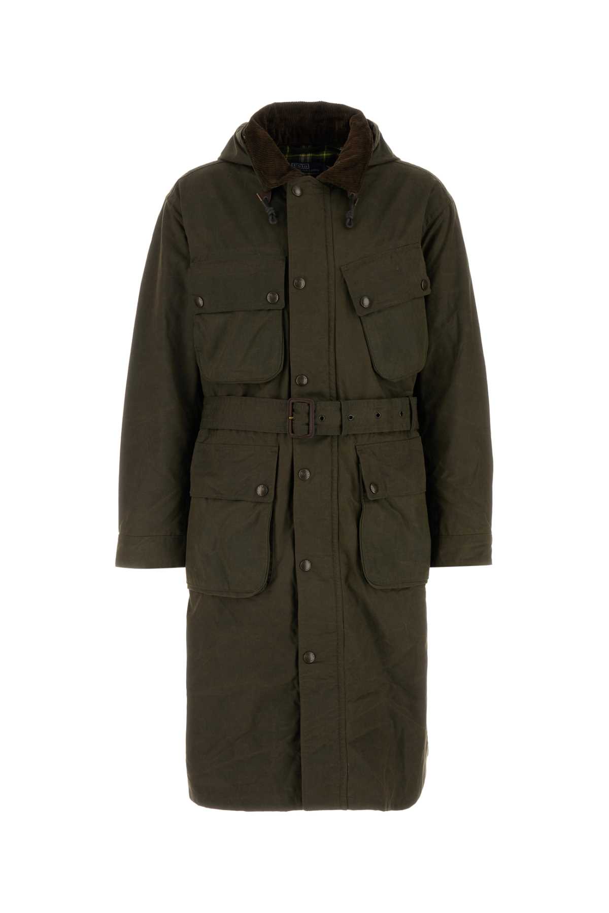 Shop Polo Ralph Lauren Army Green Cotton Parka In Oilclothgreenx