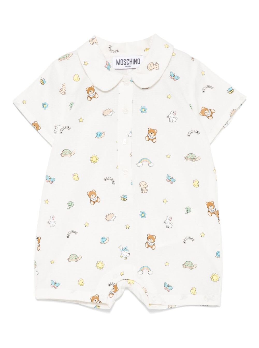 Moschino Romper With Gift Box In White