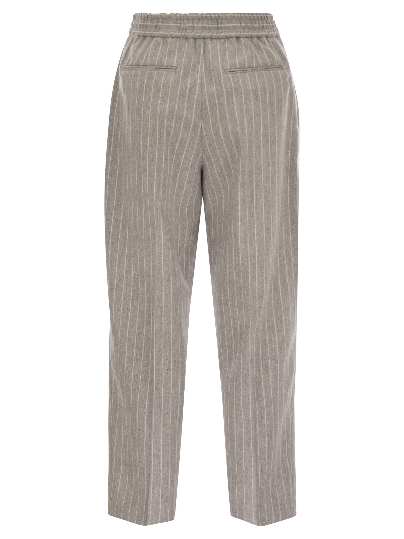 Shop Pt Torino Daisy - Wool And Cashmere Pinstripe Pants In Grey