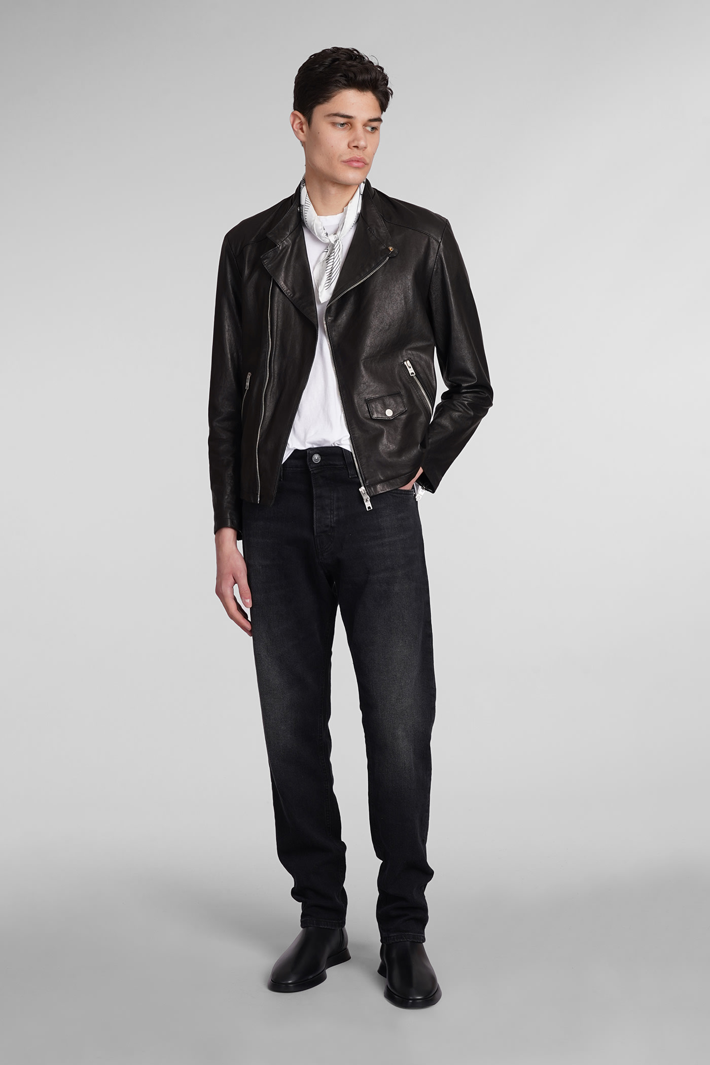 Shop Dfour Leather Jacket In Black Leather