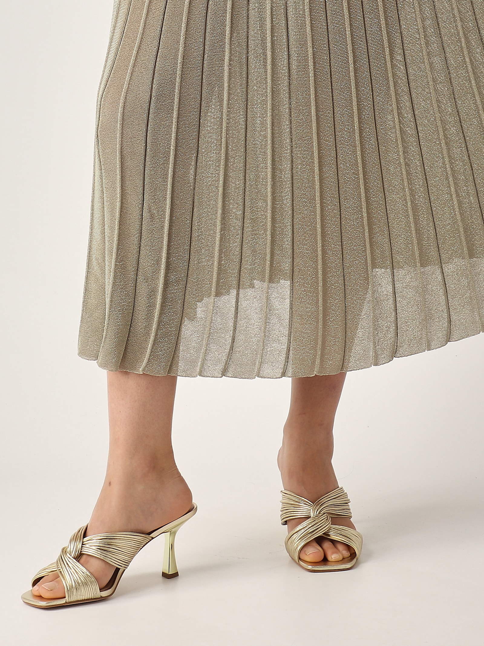 Gran Sasso Gonna Plisse Lurex Skirt In Green