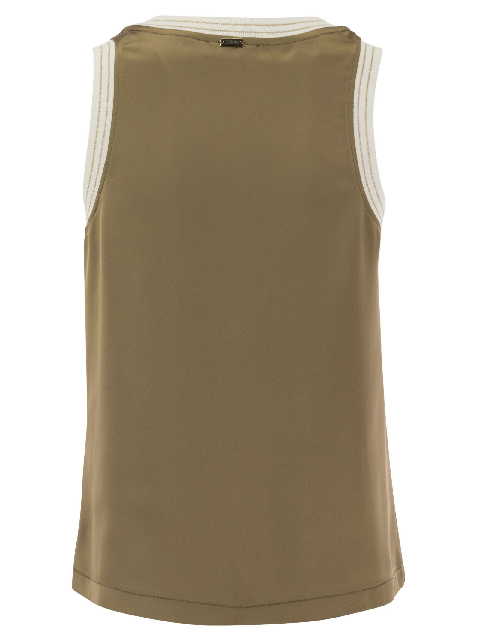 Shop Herno Casual Satin Top In Sand
