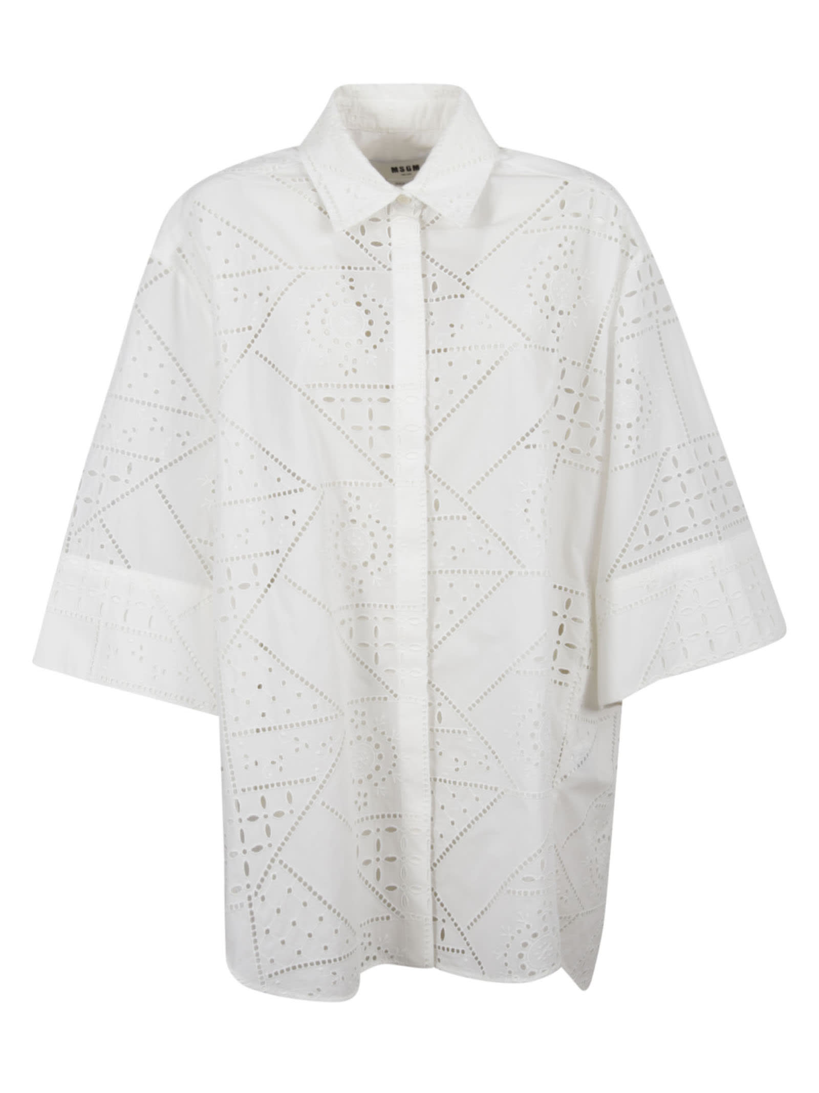 MSGM Pattern Perforated Oversize Shirt Dress