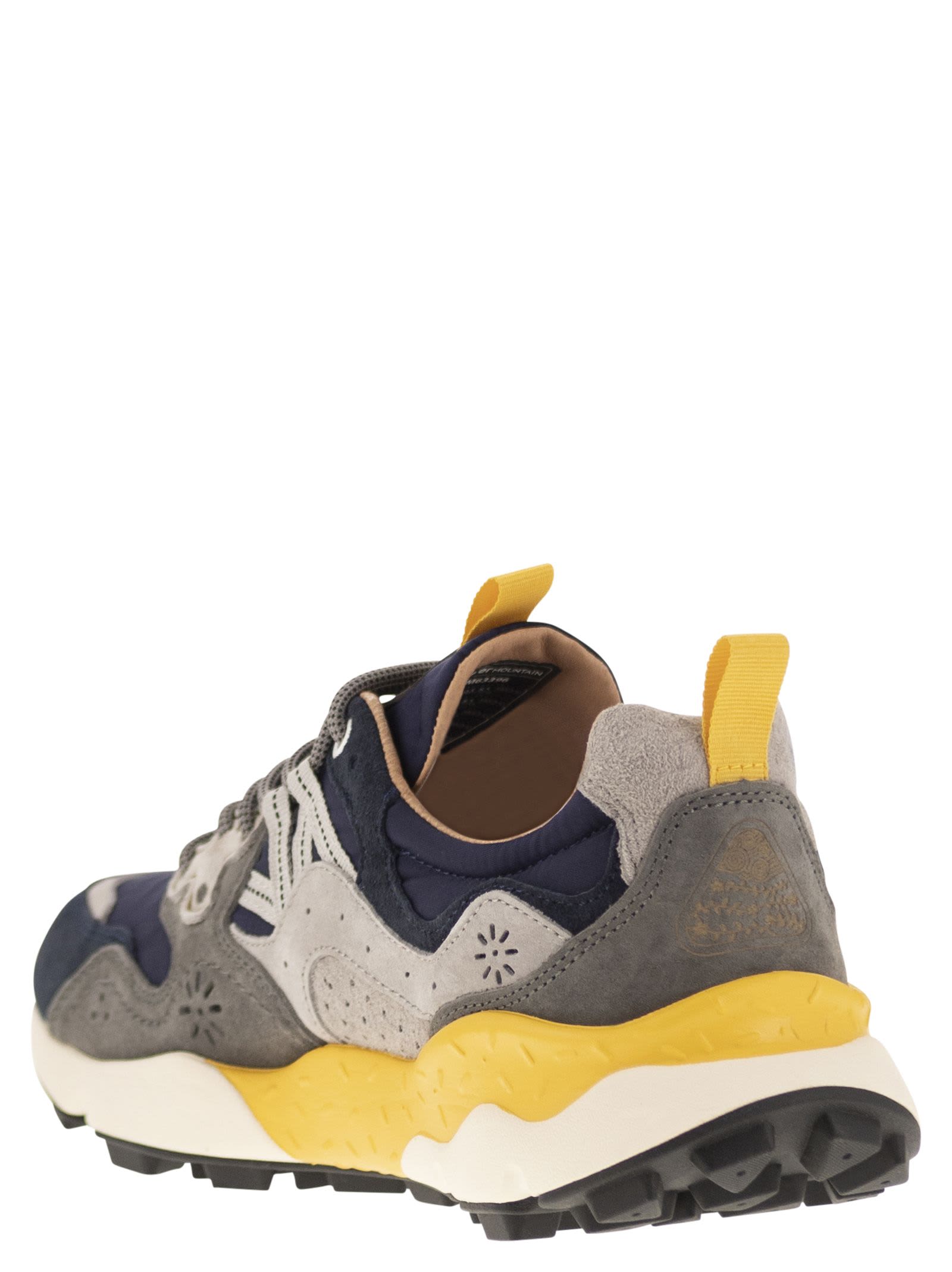 Flower Mountain Yamano 3 - Sneakers In Suede And Technical Fabric In Blue/grey