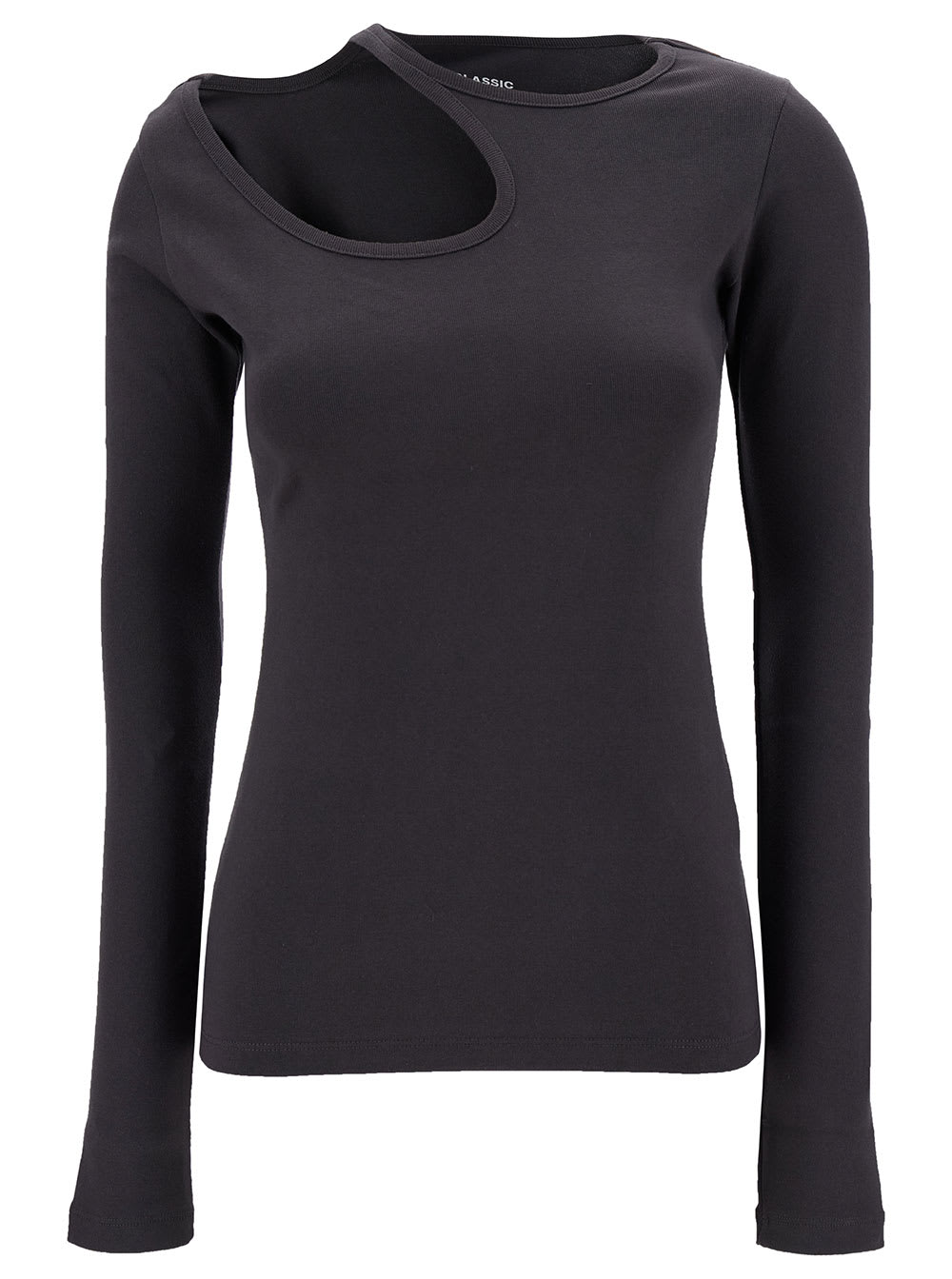 Shop Low Classic Grey Long Sleeve T-shirt With Cut-out In Cotton Blend Woman