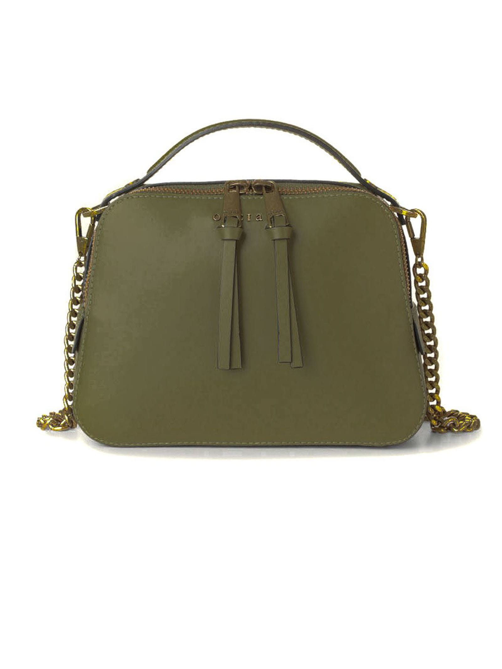 Orciani Mini Green Grained Leather Handbag
