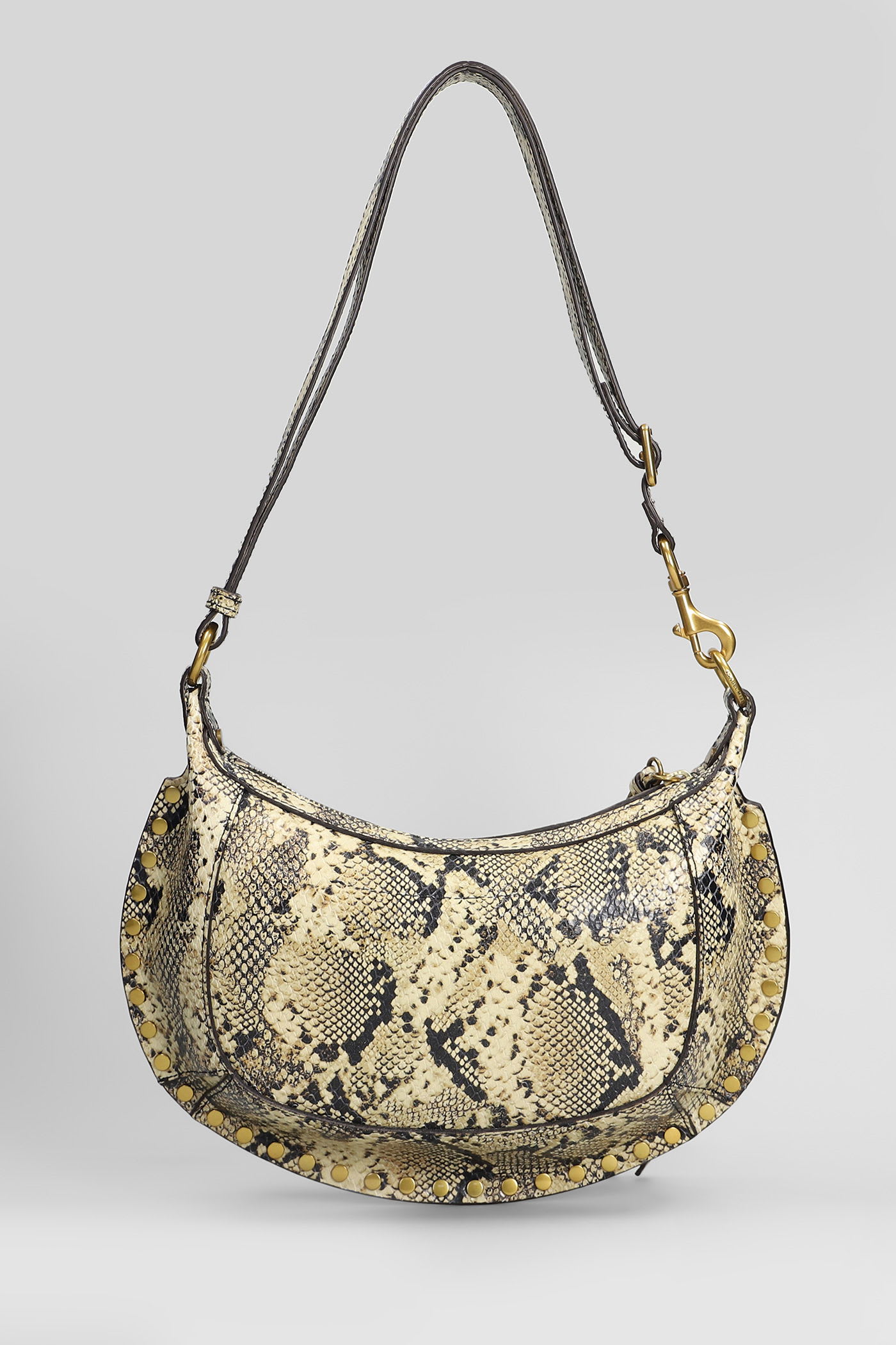Isabel Marant Oskan Moon Shoulder Bag In Khaki Leather In Sand