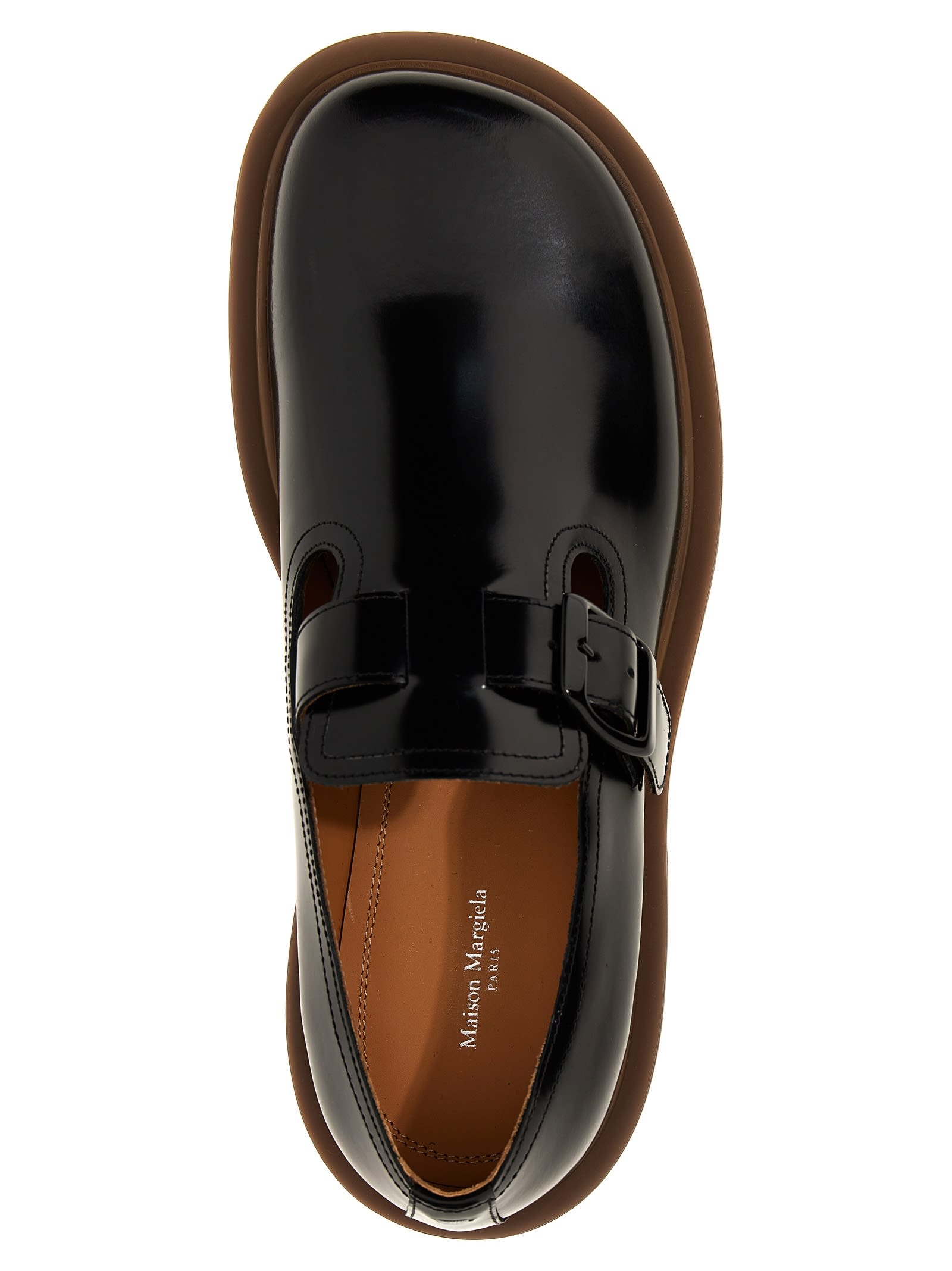 Maison Margiela Leather Monk Shoes In Black
