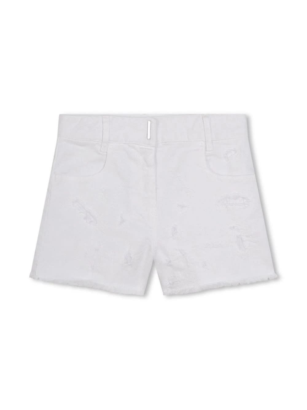 Shop Givenchy White Shorts With Worn Effect