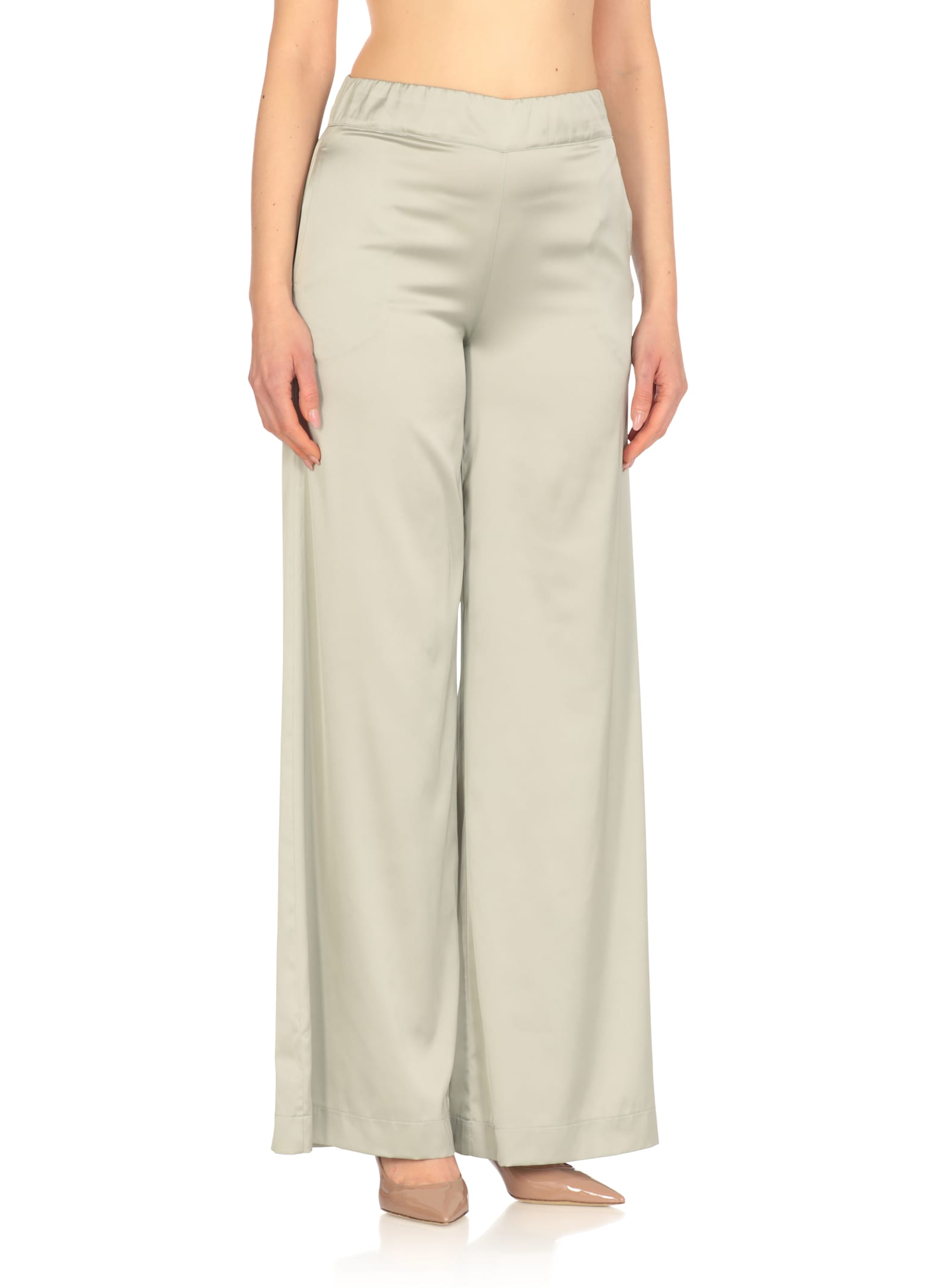 D Exterior D. Exterior Grey Satin Pants In White