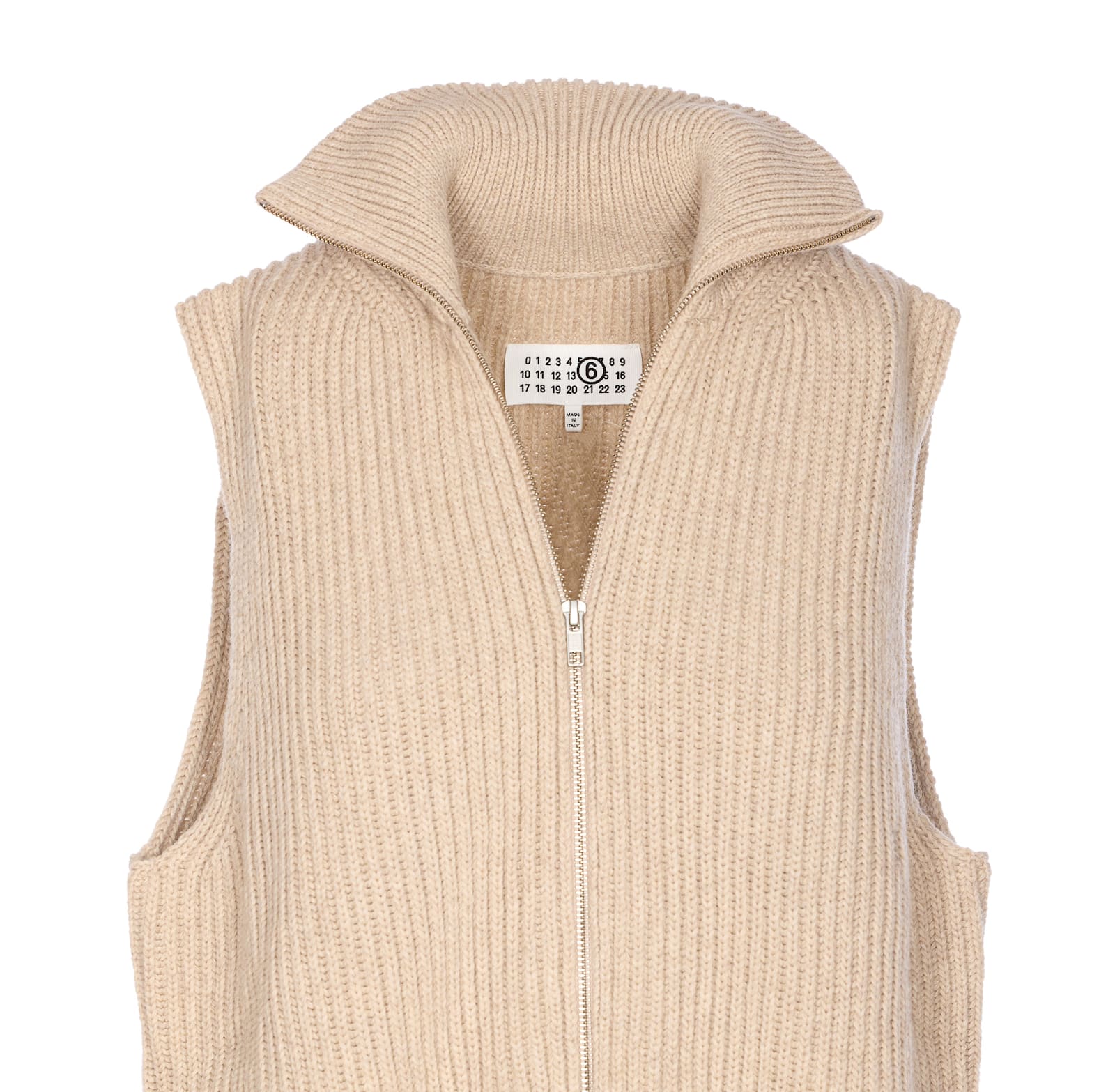 Mm6 Maison Margiela High-neck Zip-front Top In Neutral