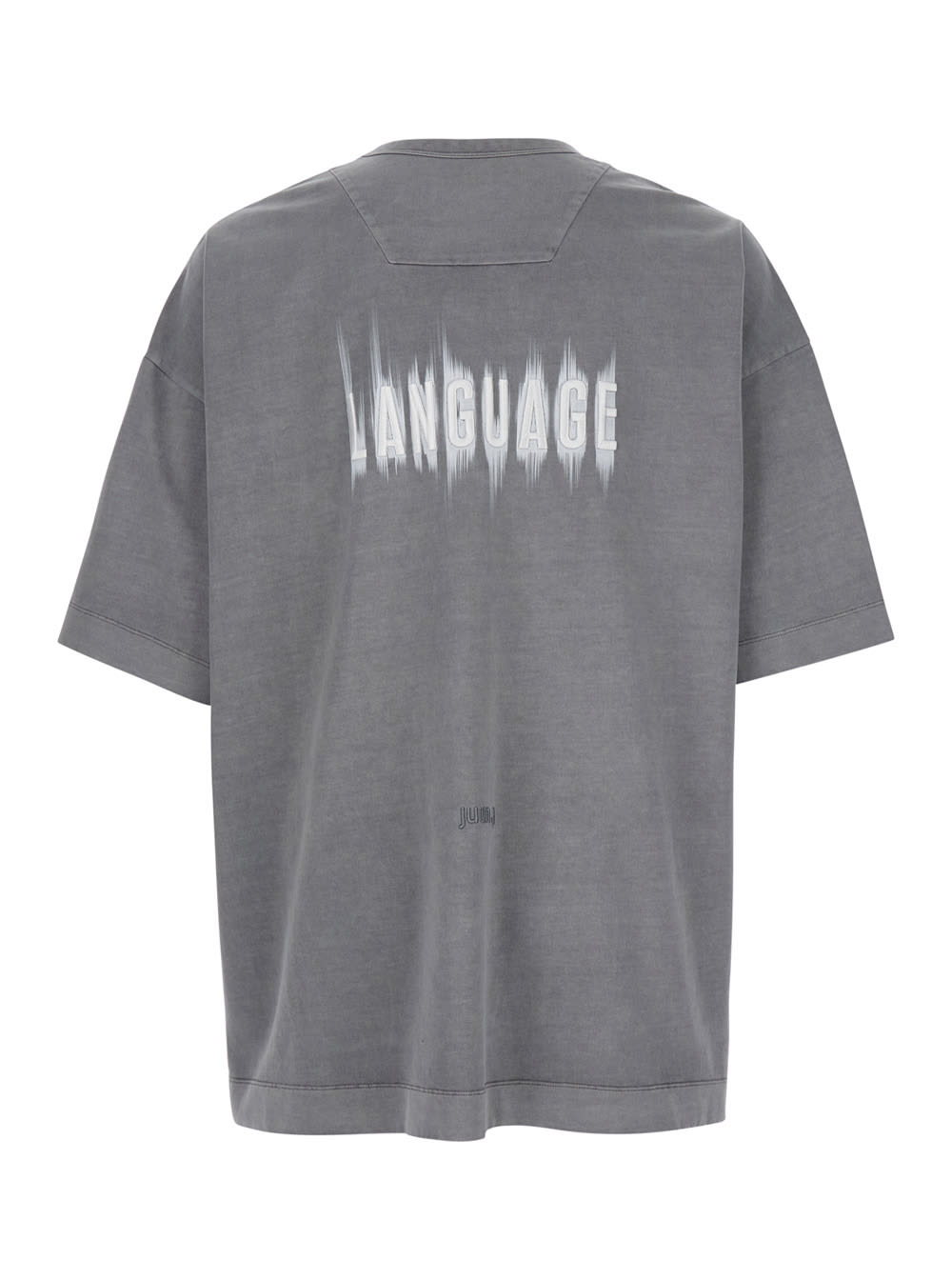 Juunj Grey T-shirt With Logo Embroidered On The Front And Print On The Back In Grey
