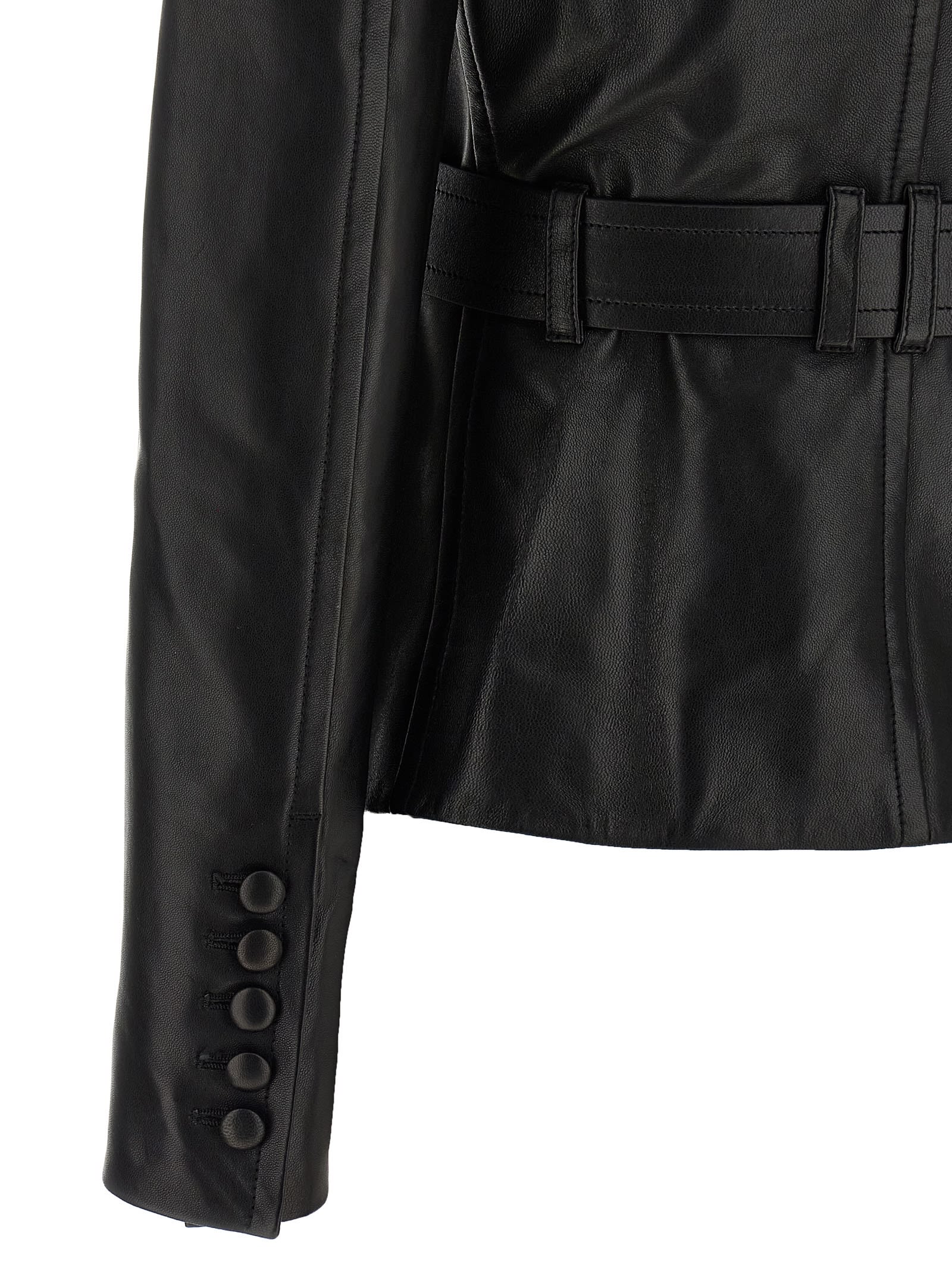 Balmain Belted 4 Pokets Fitted Lambskin Jacket Clothing In Black