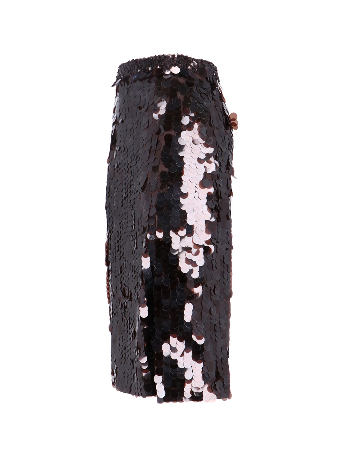 P.a.r.o.s.h Sequin Midi Skirt In Brown