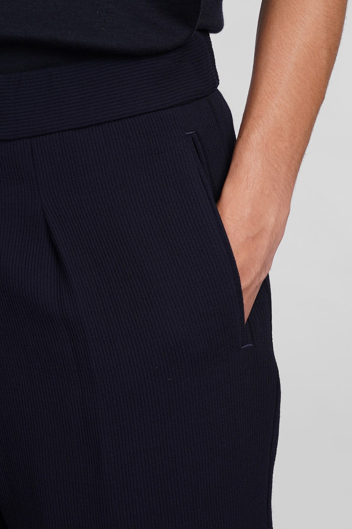 Shop Giorgio Armani Pants In Blue Wool