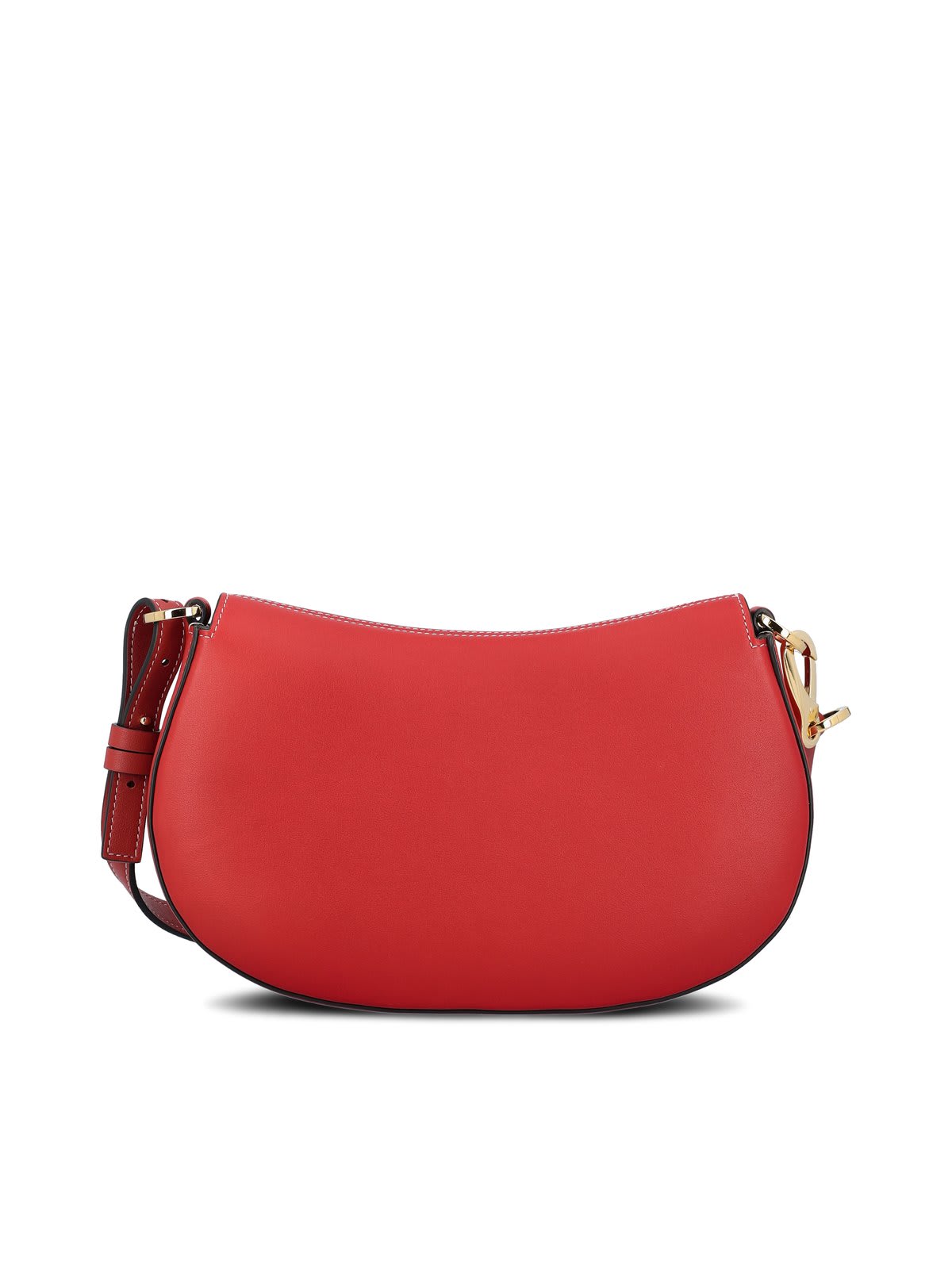 Shop Valentino Ohval Foldover Top Small Shoulder Bag In Rosso