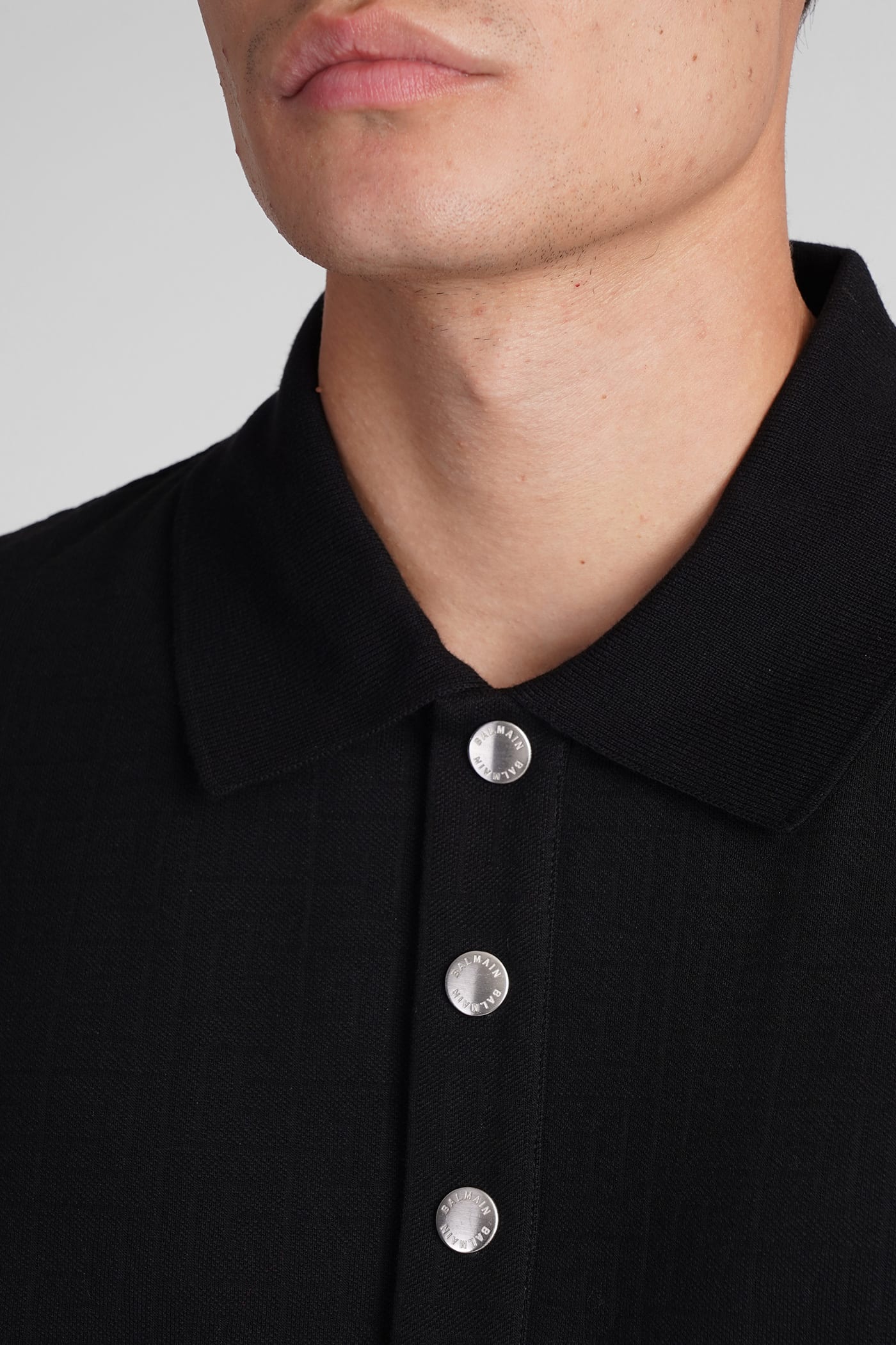 Shop Balmain Polo In Black Cotton