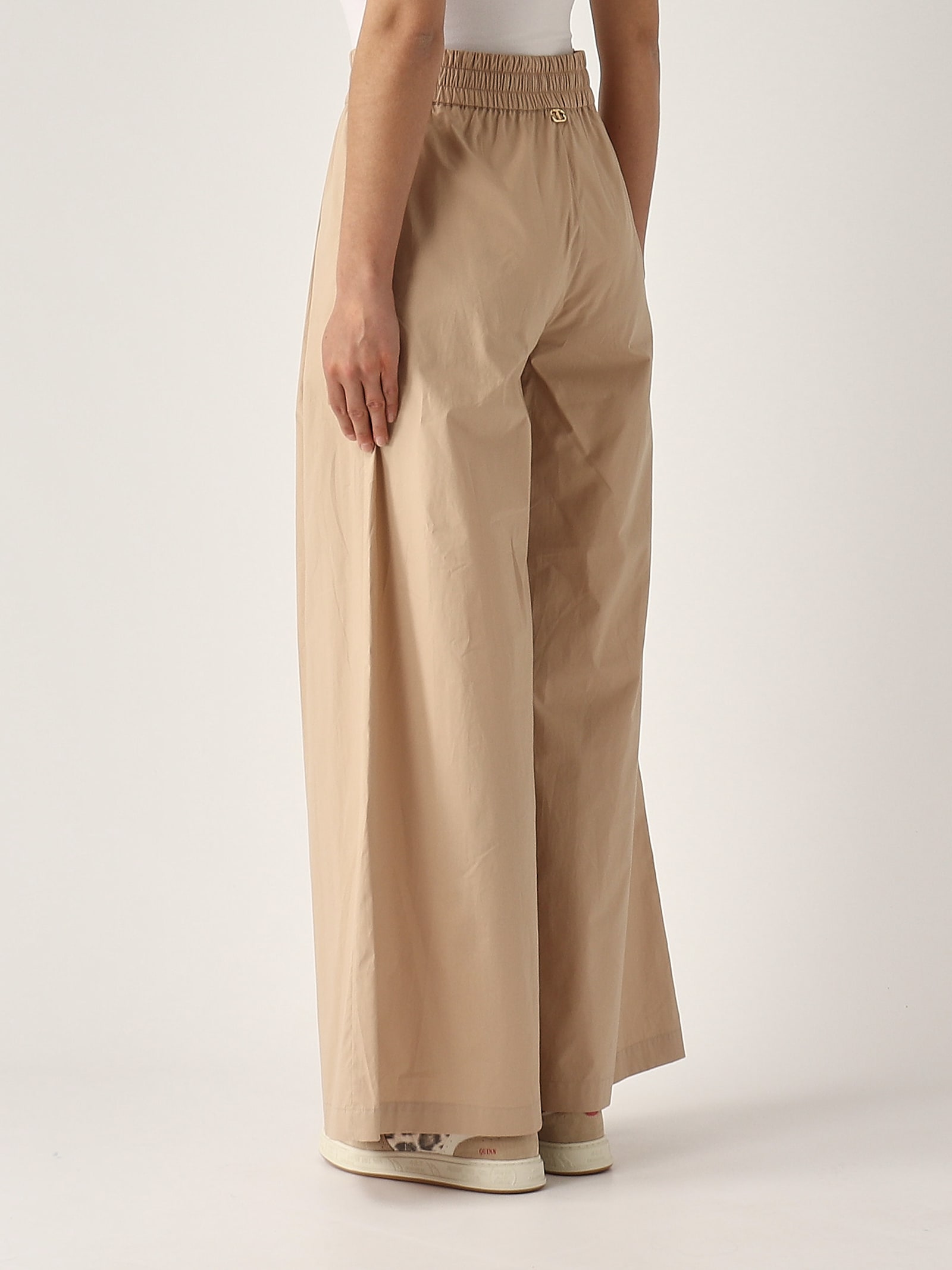 Twinset Cotton Trousers In Corda