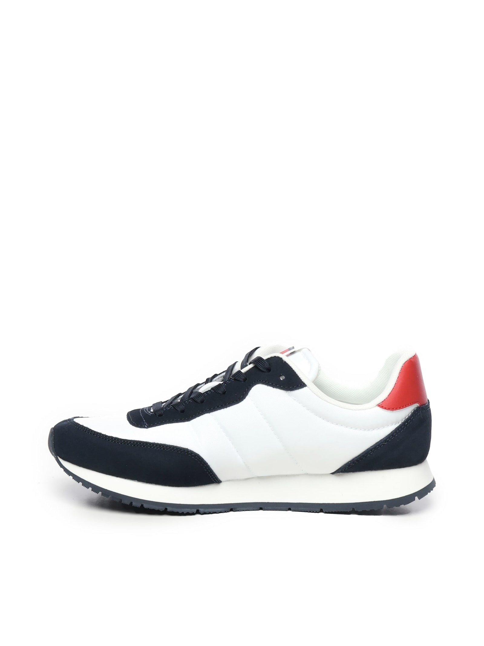 Tommy Hilfiger Sneakers Running In Camoscio Con Logo In Black, White
