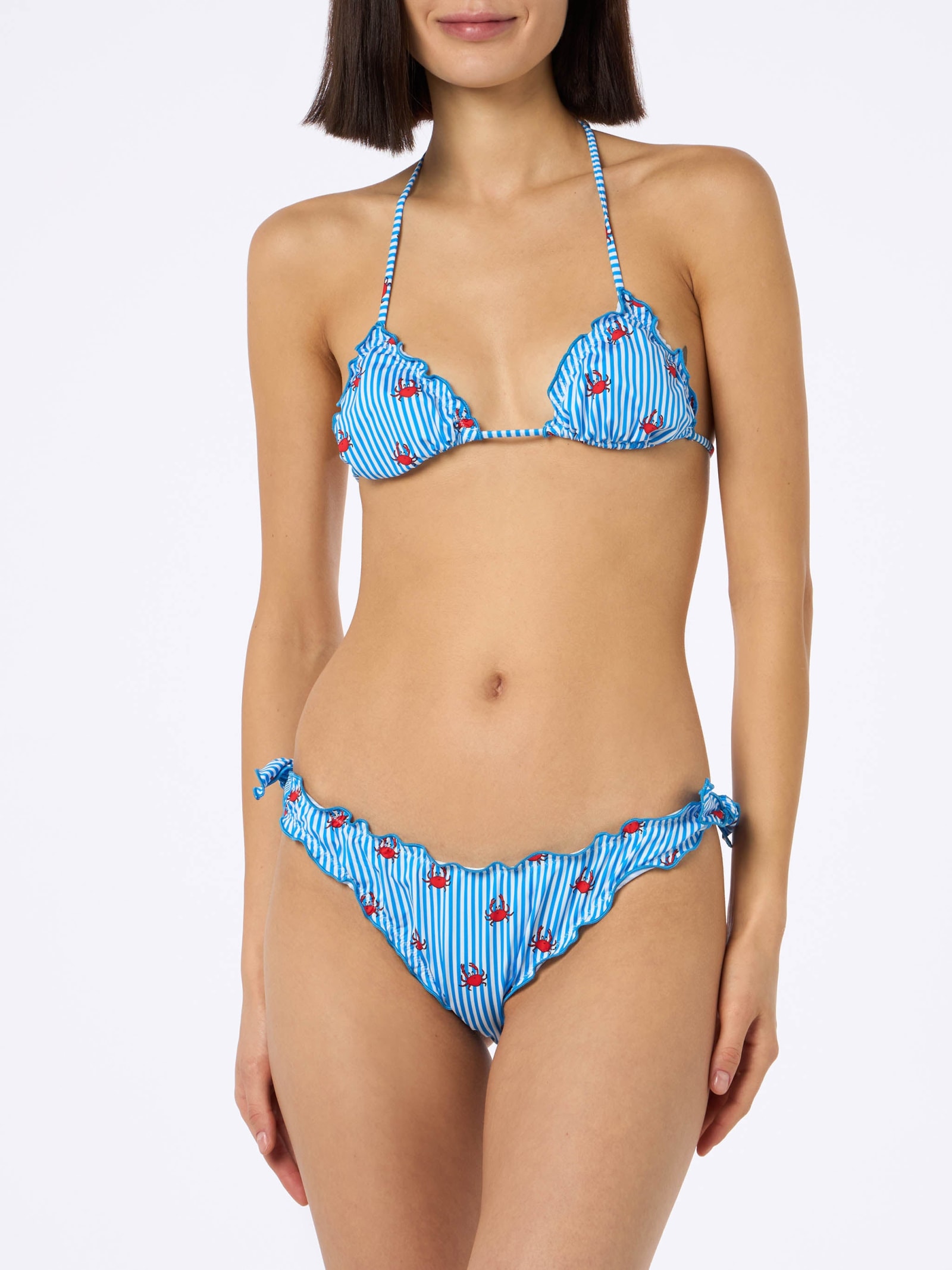 Mc2 Saint Barth Woman Triangle Classic Bikini Sarius With Crab Print In Bluette