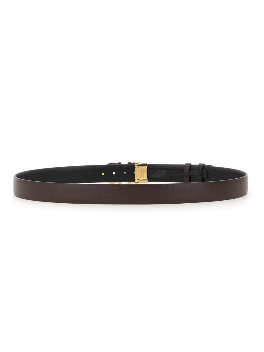 Shop Ferragamo Reversible Hooks Belt In Brown