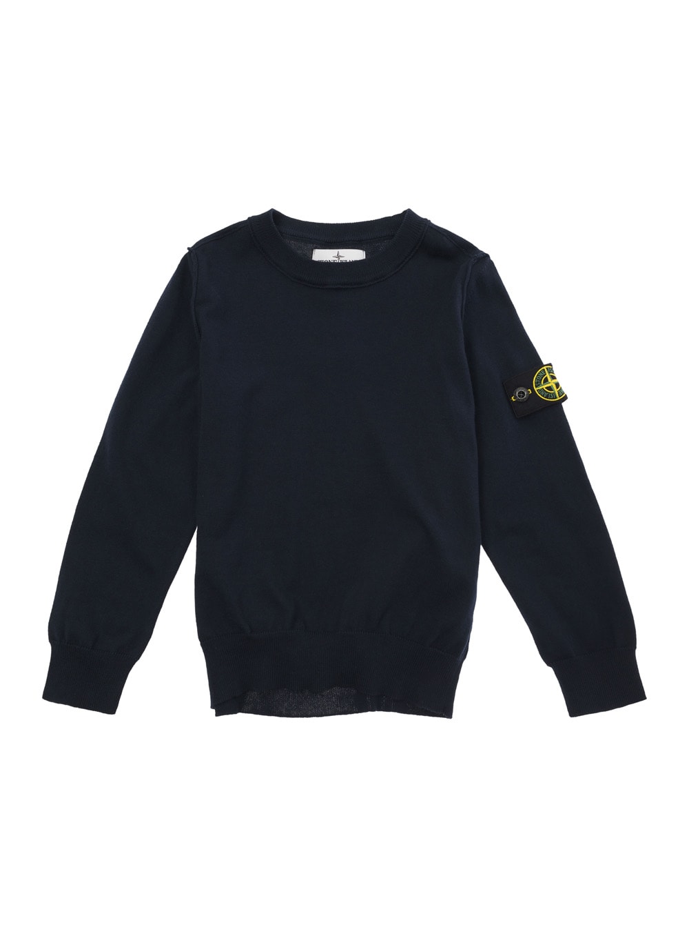 Shop Stone Island Blue Crewneck Sweatshirt With Logo Patch In Cotton Boy