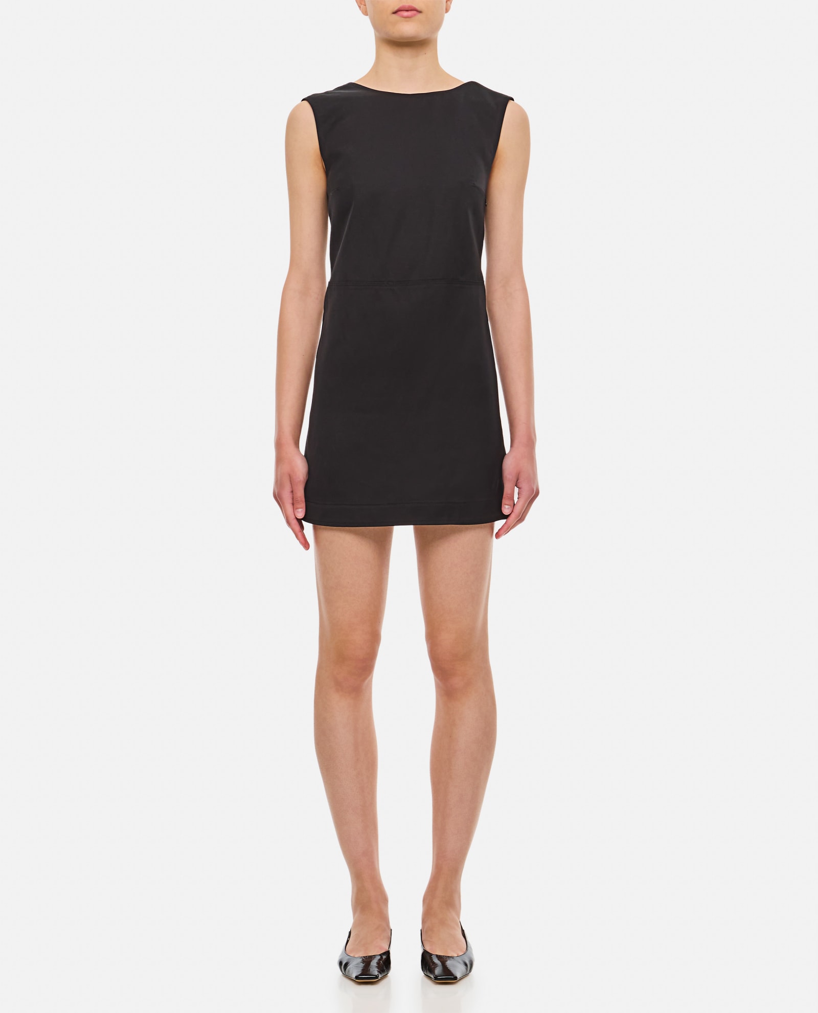 Shop Loulou Studio Openback Sleeveless Short Dress In Black