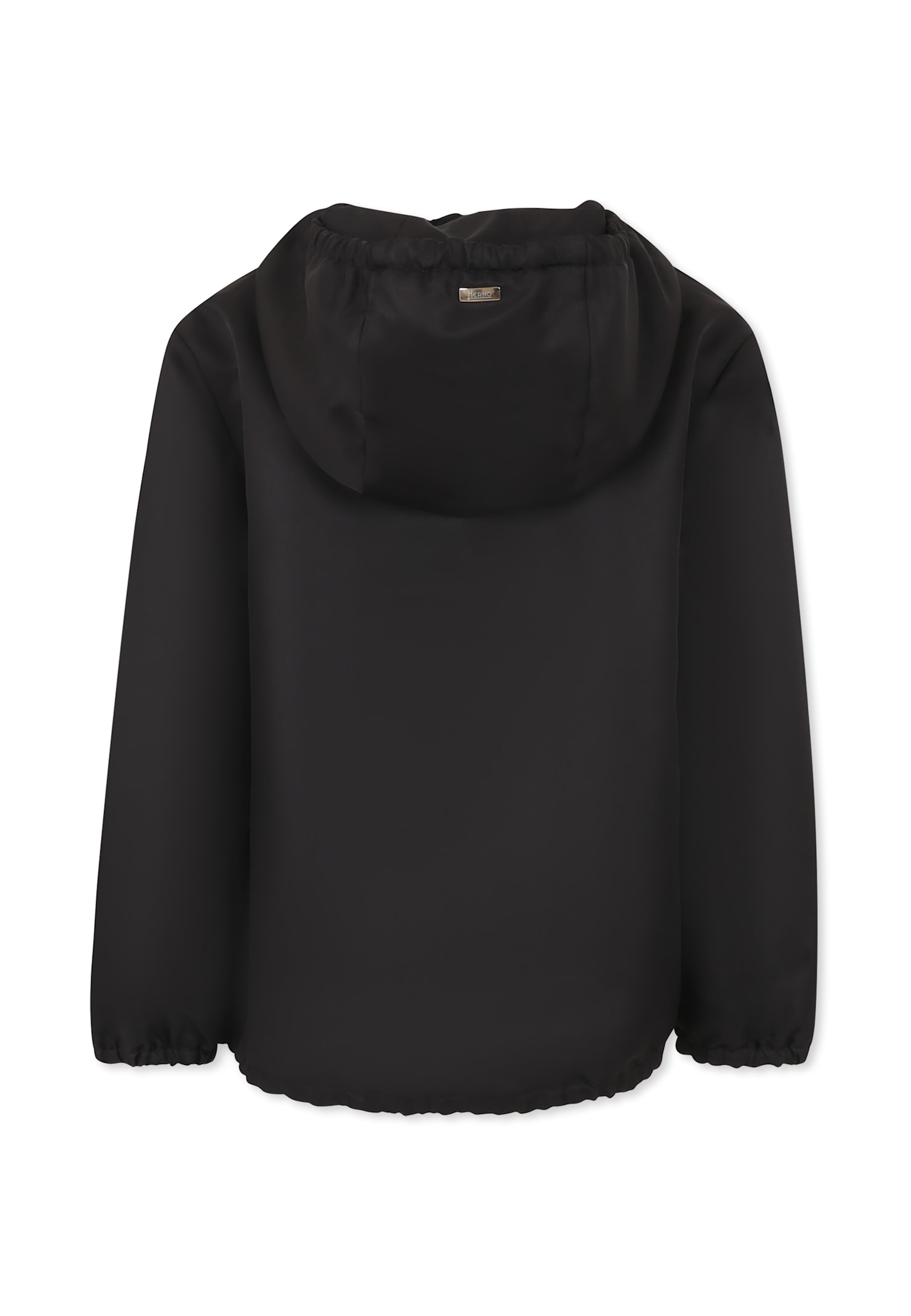 Herno Black Windbreaker Jacket For Girl In Black