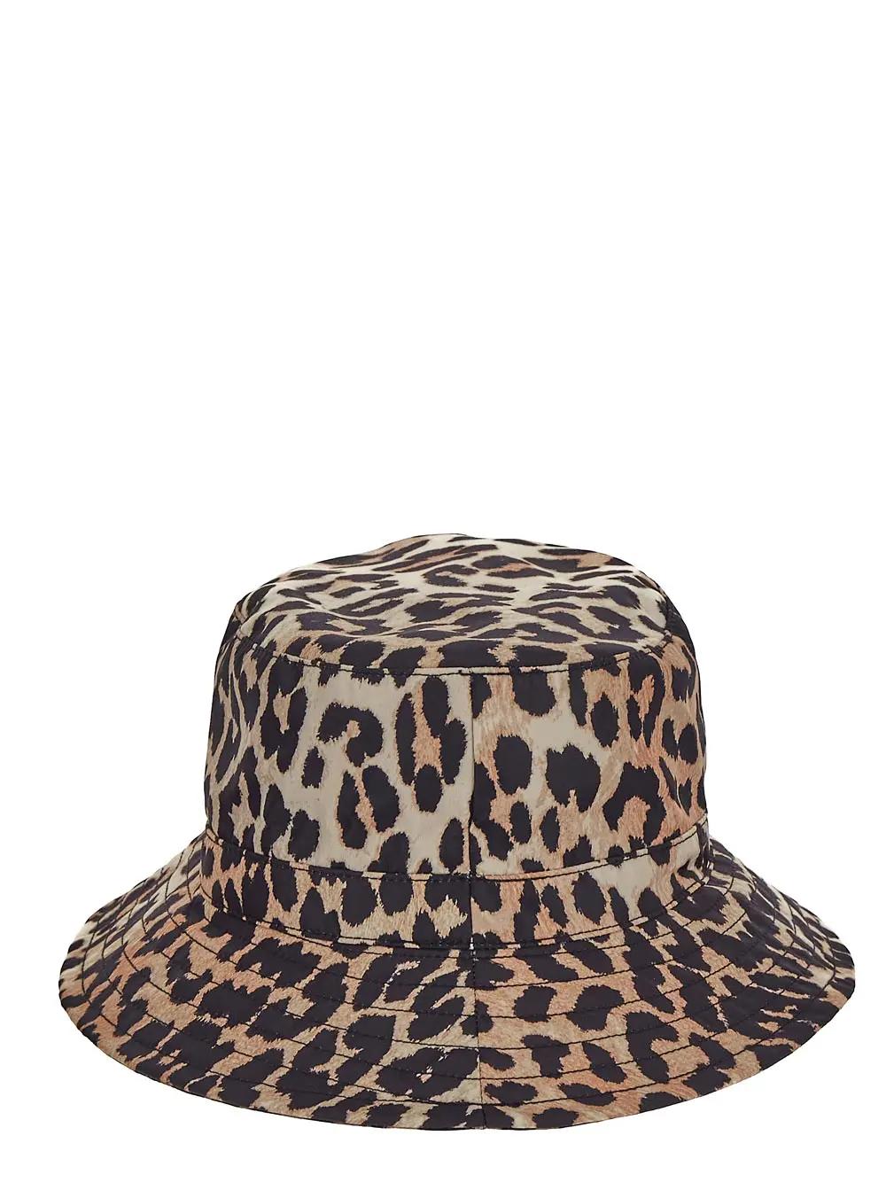 Shop Ganni Leopard Print Bucket Hat In Brown