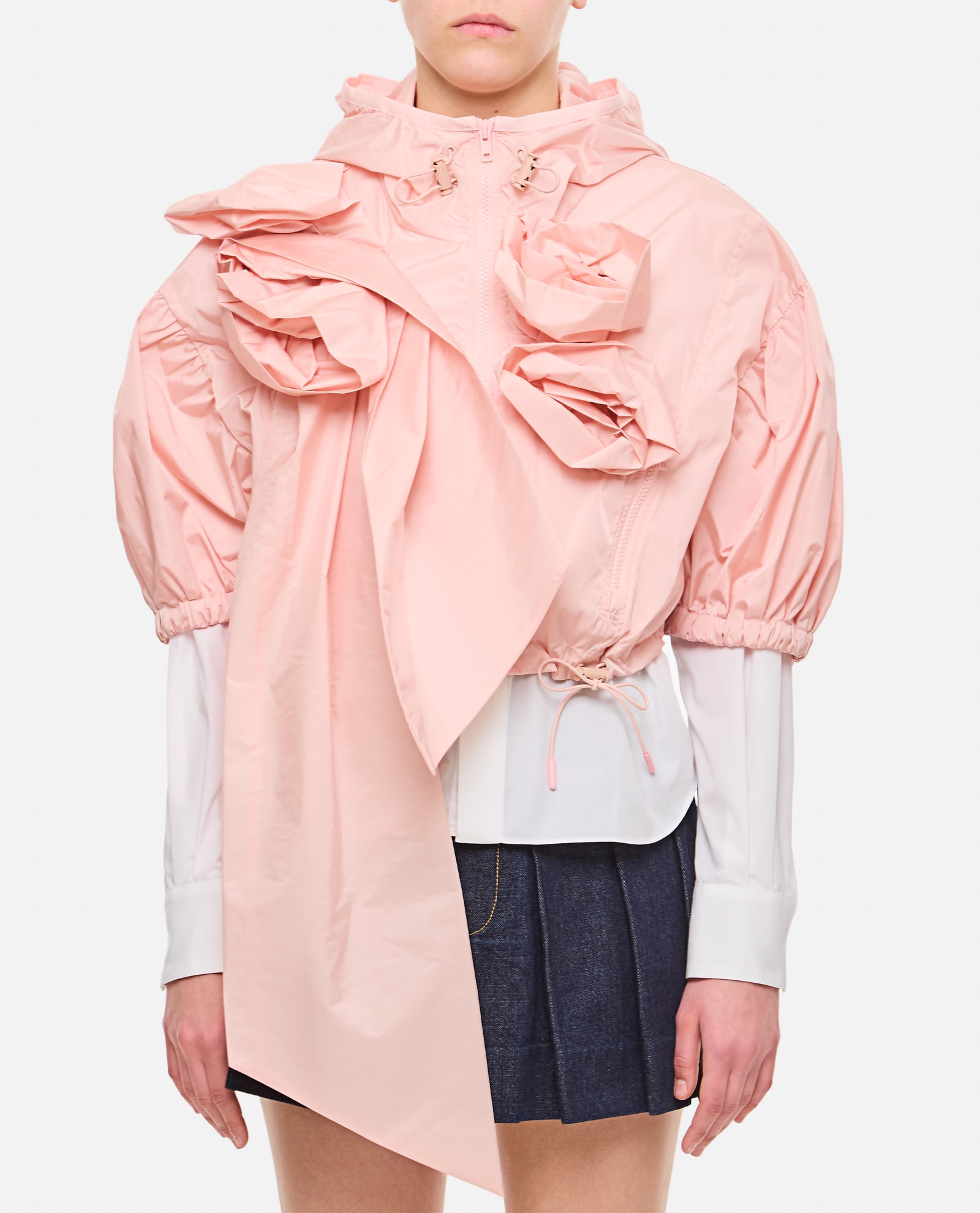 Cropped Puff Sleeve Jacket W/ Turbo Pressed Roses