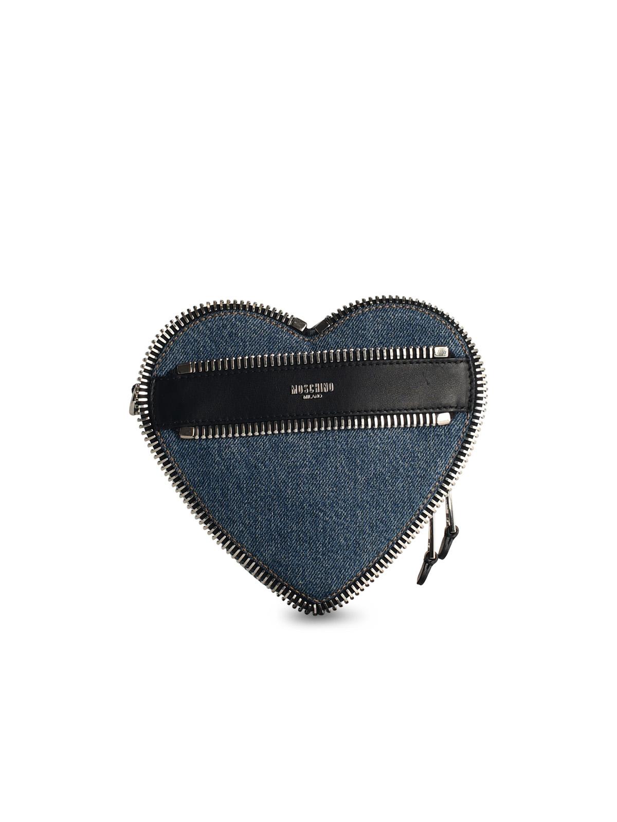 Shop Moschino Blue Denim Crossbody Bag