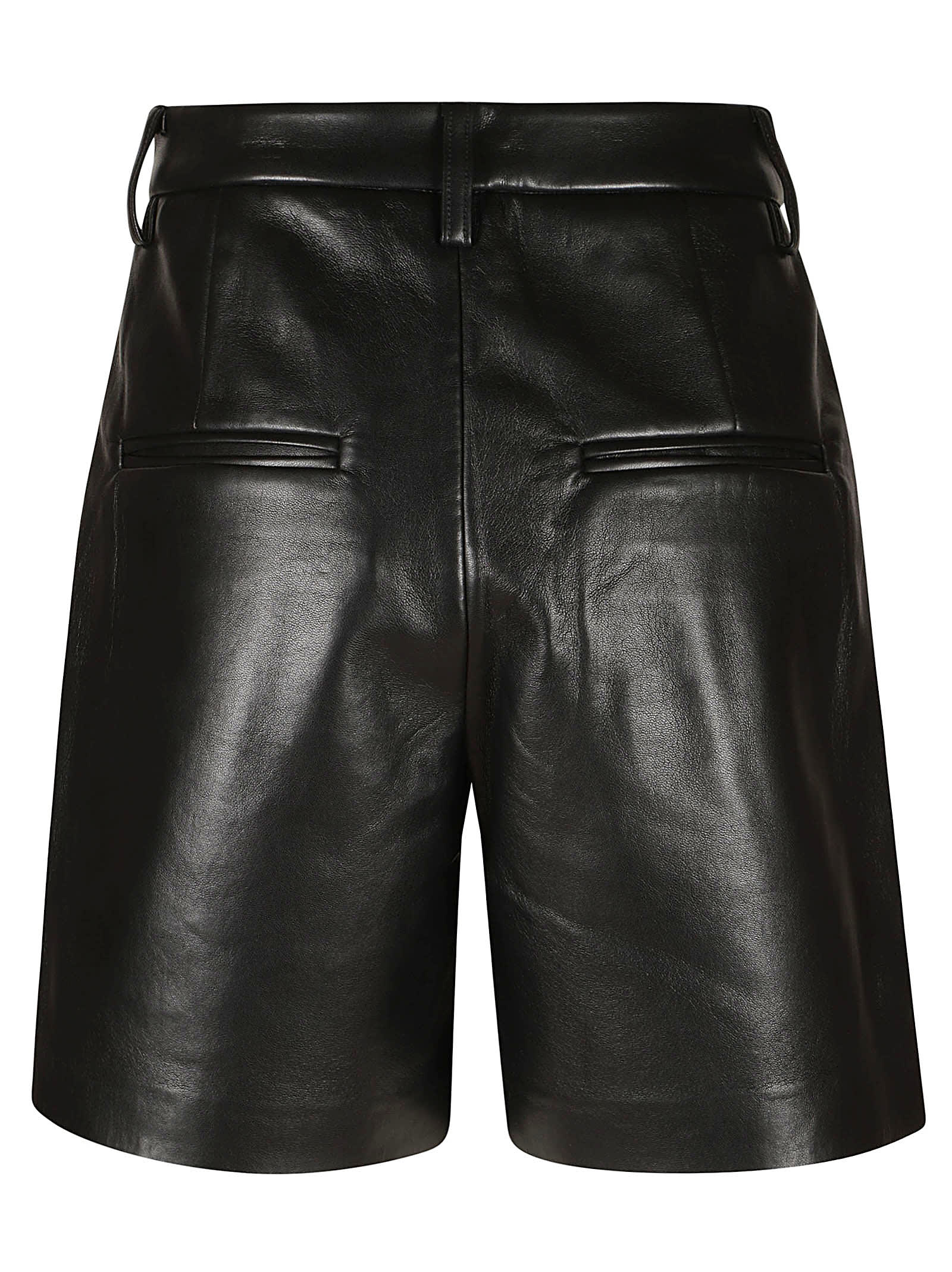 Shop Anine Bing Classic Shiny Leather Shorts In Black