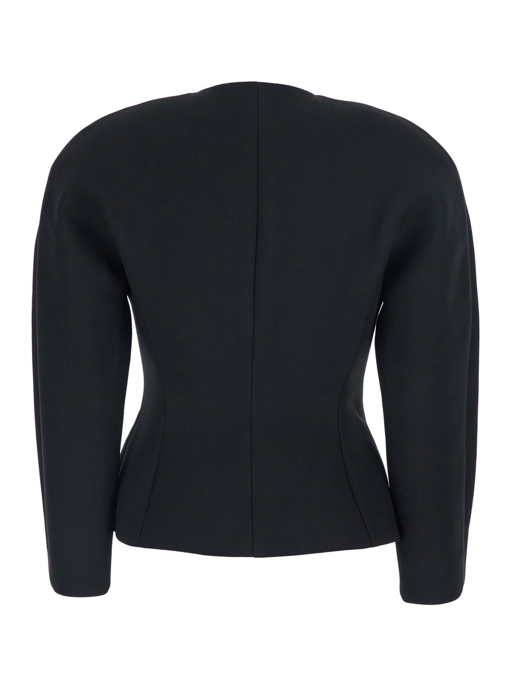 Jacquemus Black Blouse With Front Neckline And Side Pockets In Cotton Blend Woman In Black