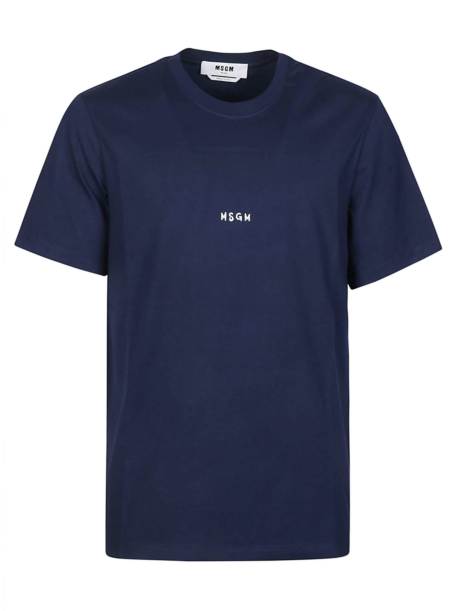 Shop Msgm Logo Print T-shirt In Navy