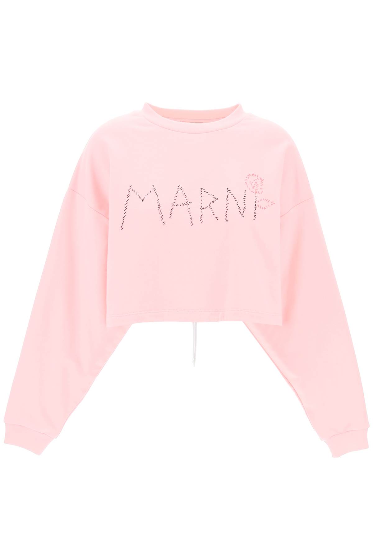 Shop Marni Organic Cotton Sweatshirt With Hand-embroid In Magnolia (pink)