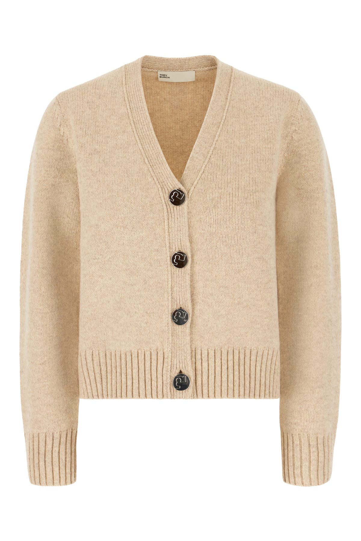 Tory Burch Wool Cardigan In Oatmeal Melange