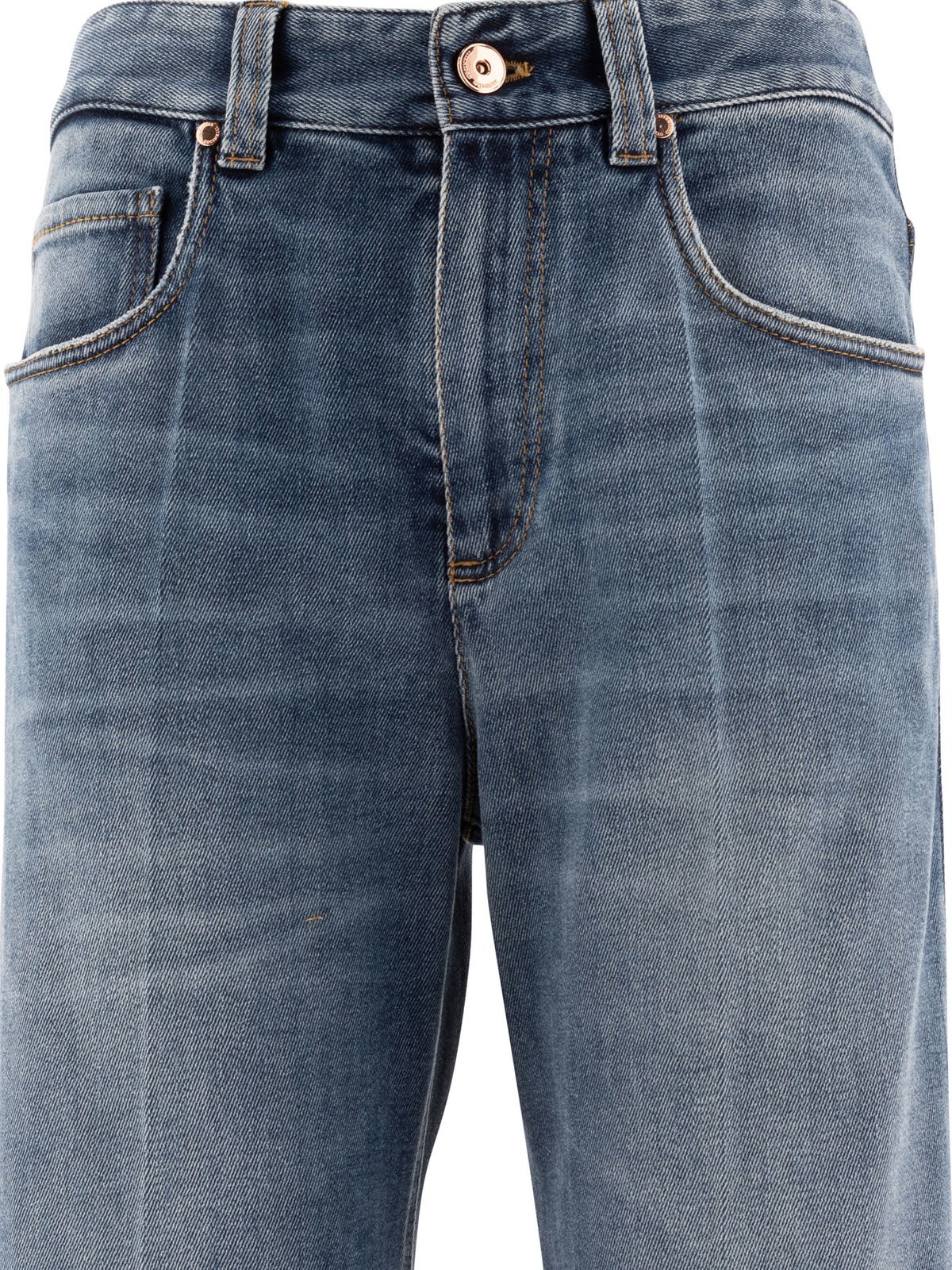 Shop Brunello Cucinelli Logo Patch High-waist Straight Leg Jeans